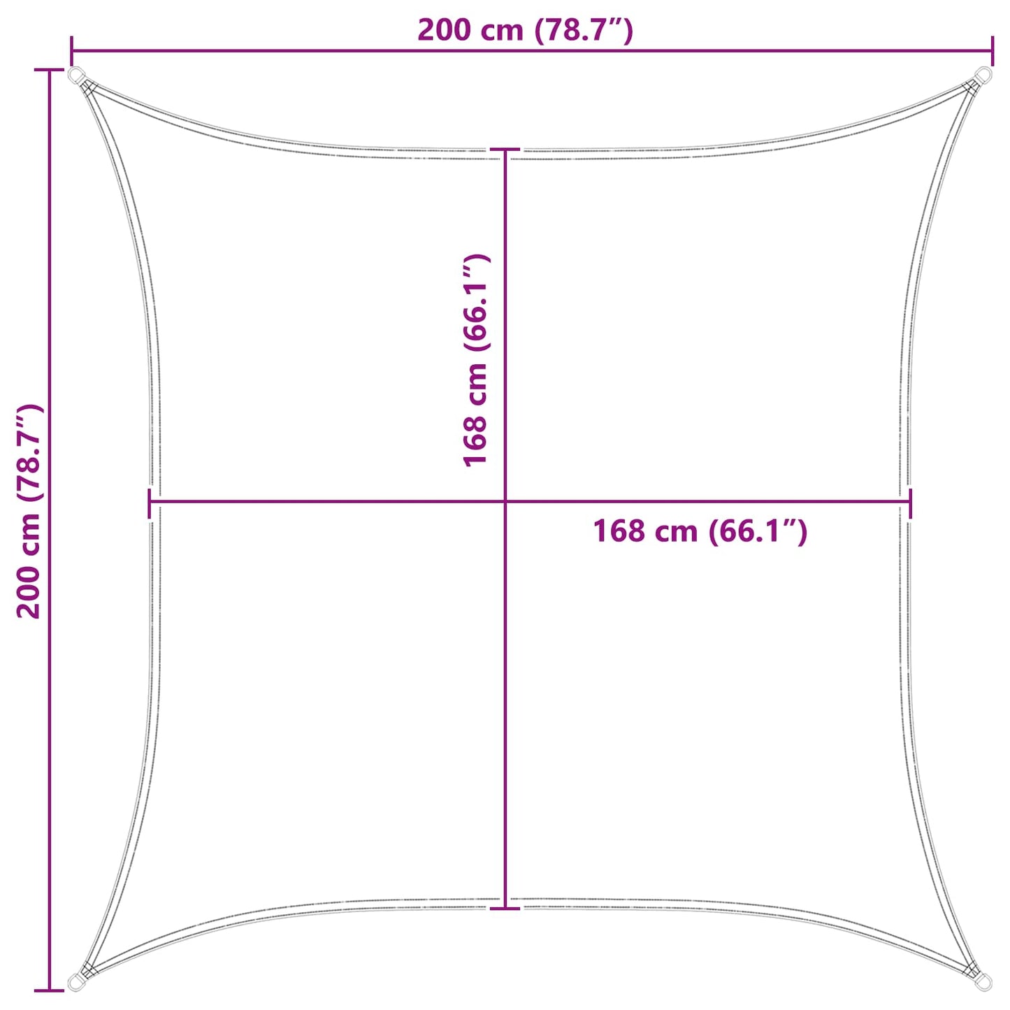 Sun Shade Sail 2 x 2 m 100% Polyester Oxford Square