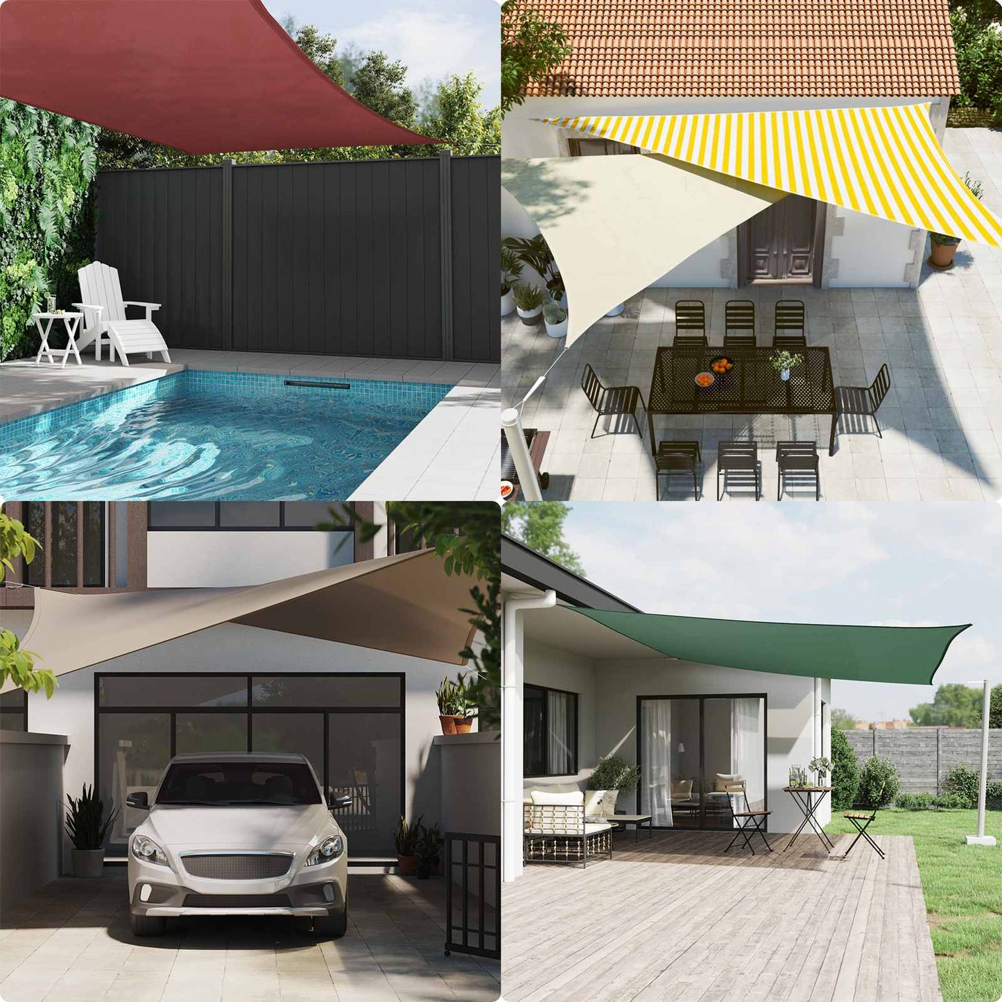 Sun Shade Sail Yellow and White 4 x 2 m 100% Polyester Oxford