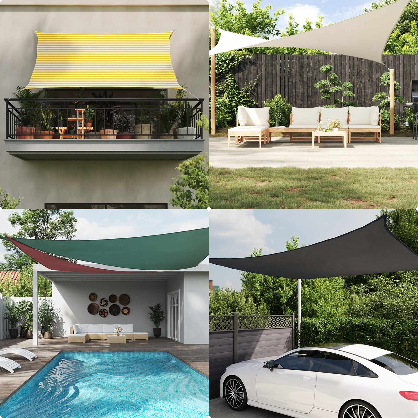 Sun Shade Sail Yellow and White 4 x 2 m 100% Polyester Oxford