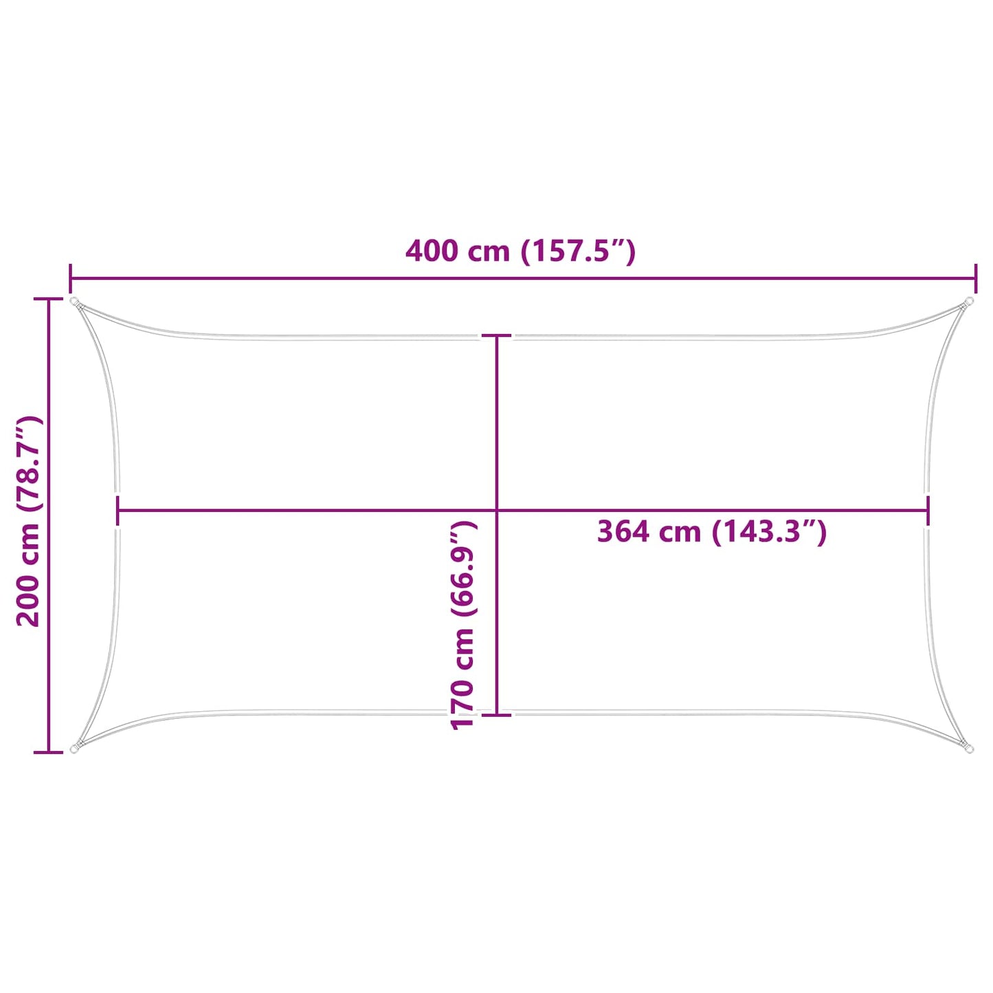 Sun Shade Sail Yellow and White 4 x 2 m 100% Polyester Oxford