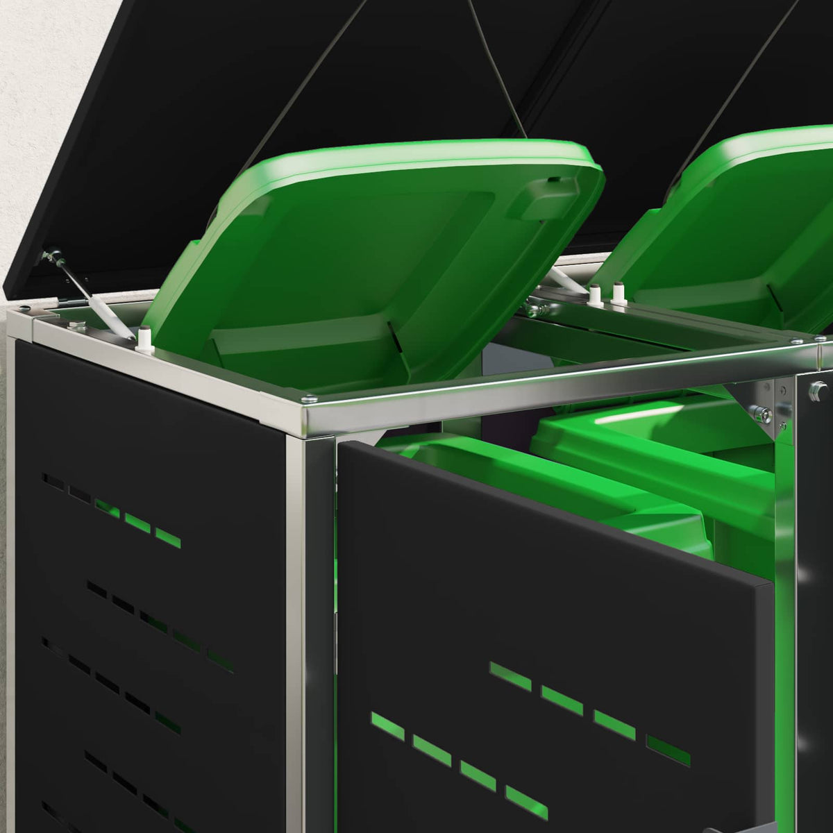 Wheelie Bin Storage for 2 Bins 240L Stainless Steel Black