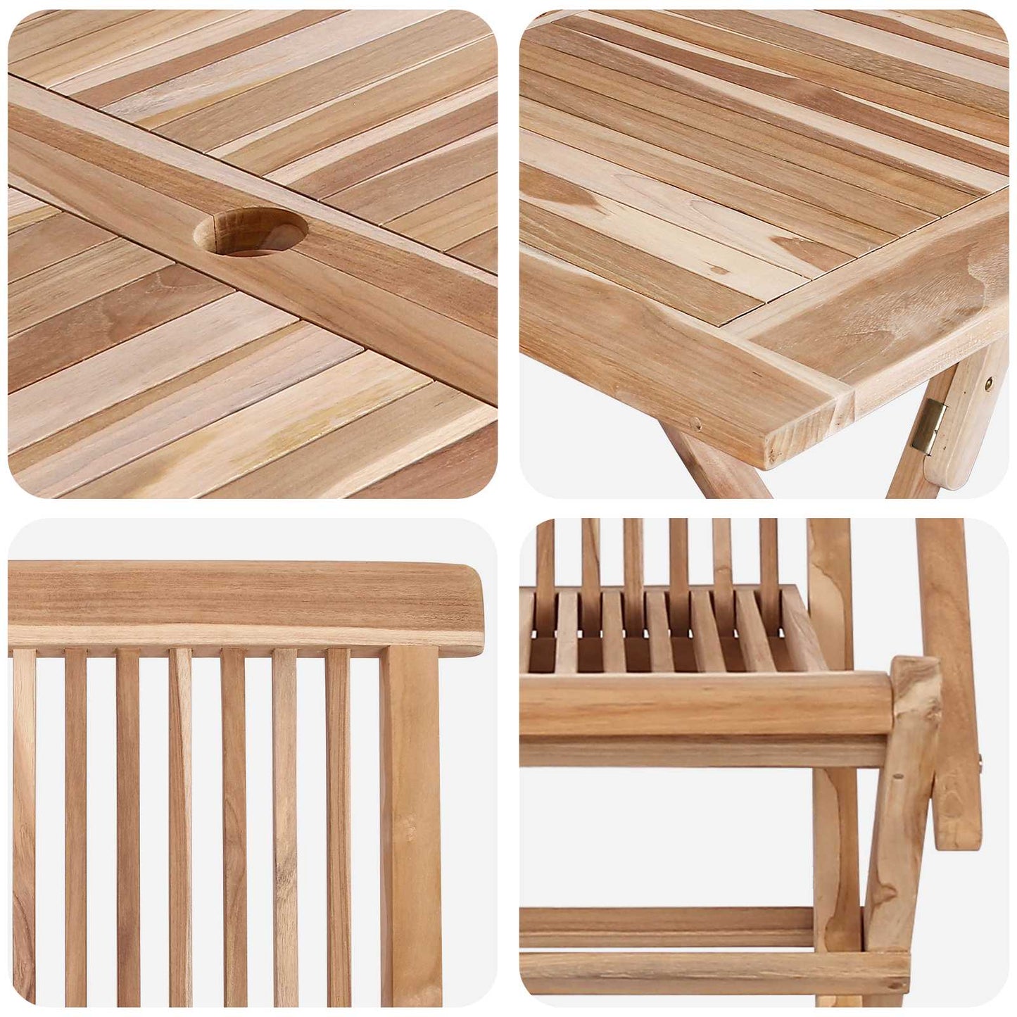 Garden Furniture Set 5 pcs Natural Solid Teak Wood