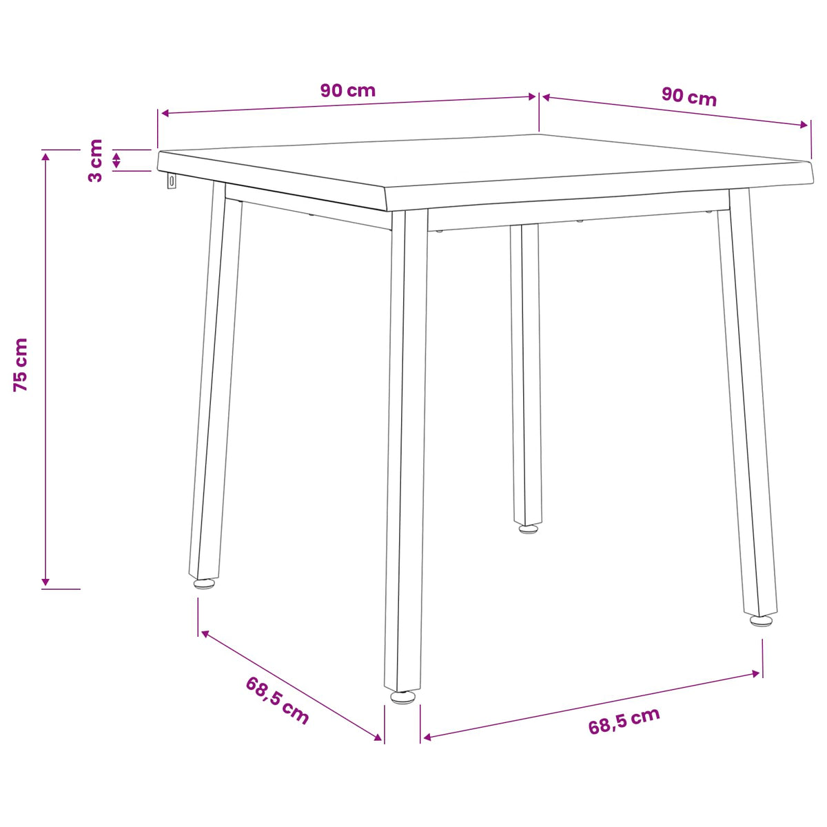 Live Edge Dining Table 90 x 90 x 75 cm Solid Acacia Wood