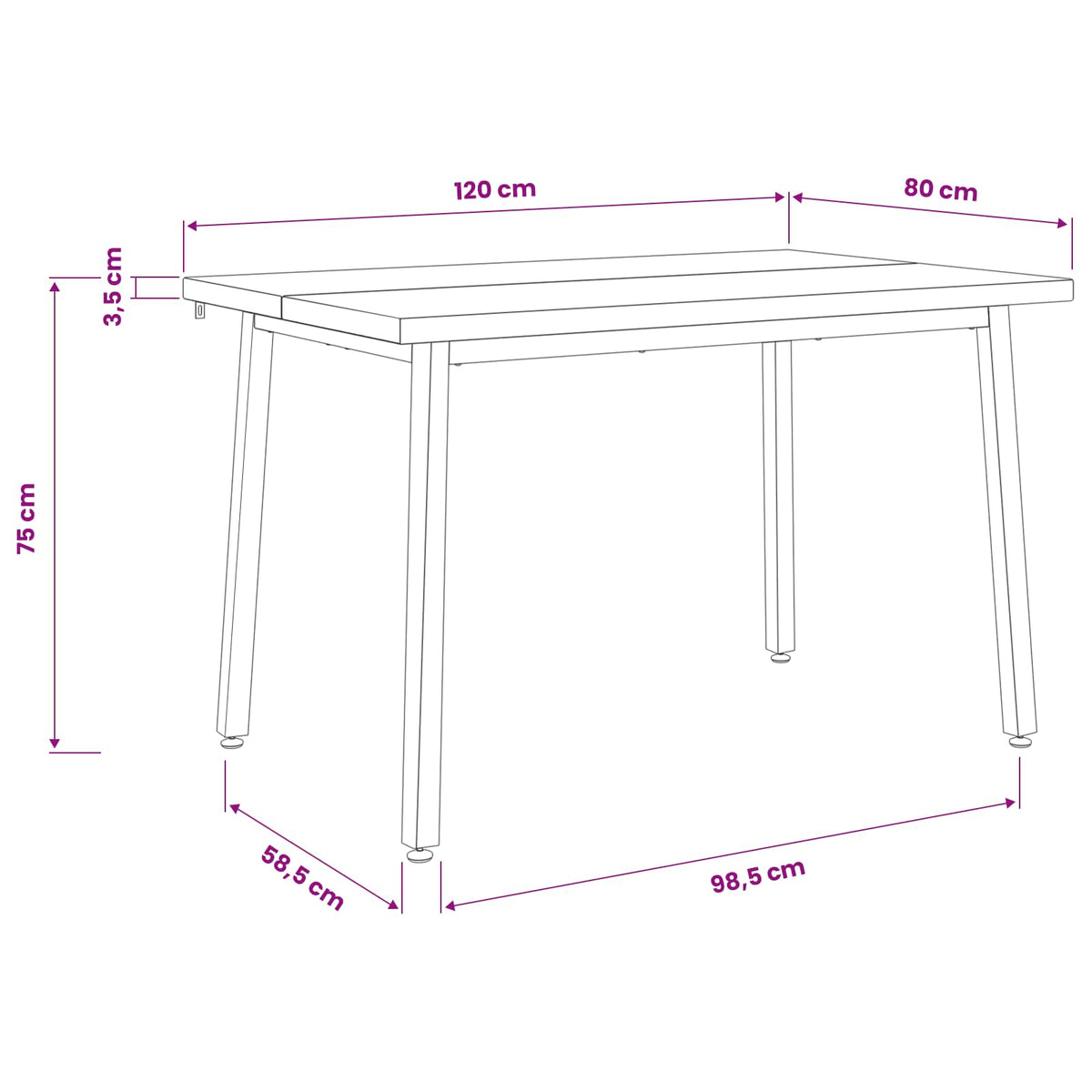 Square Dining Table 120 x 80 x 75 cm Solid Acacia Wood