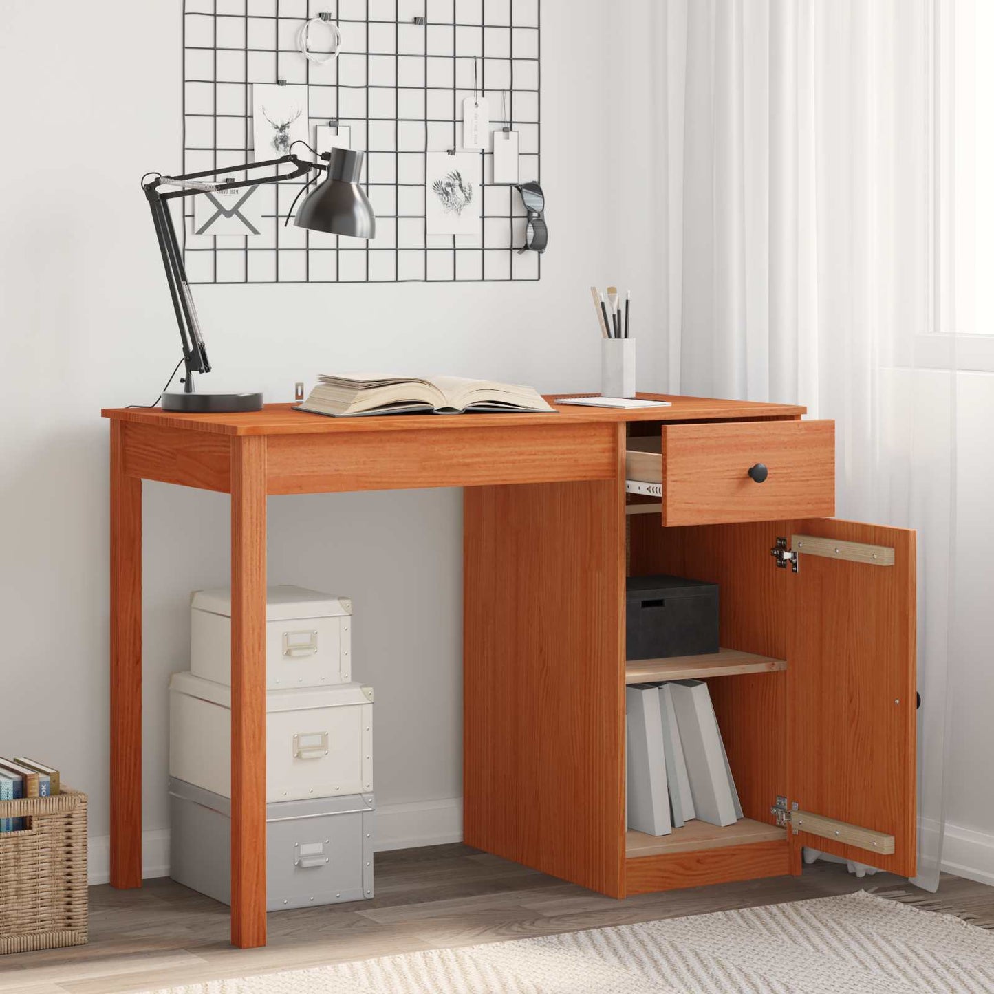 Desk Wax Brown 100 x 50 x 74 cm Solid Pine Wood