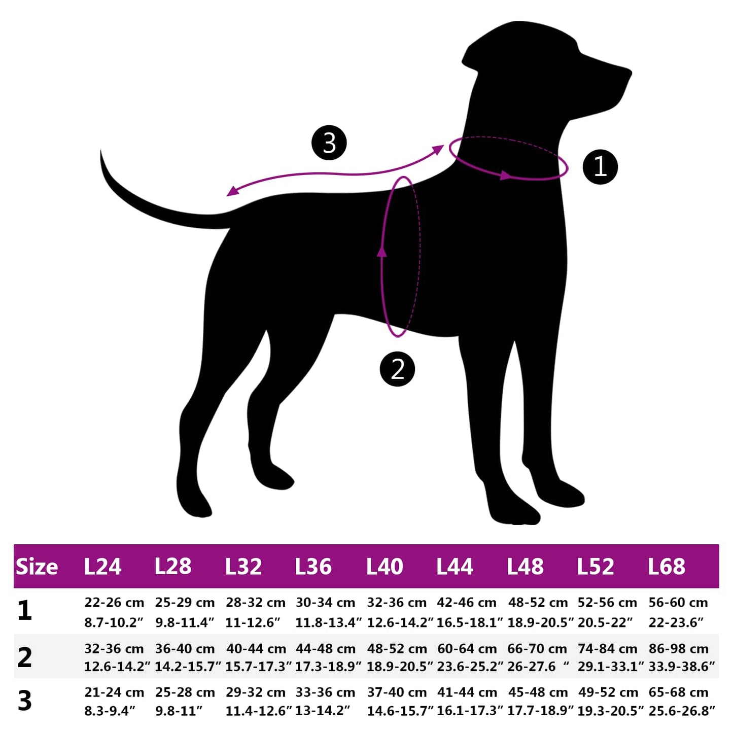 Dog Coat Purple L24 Fleece and Polyester