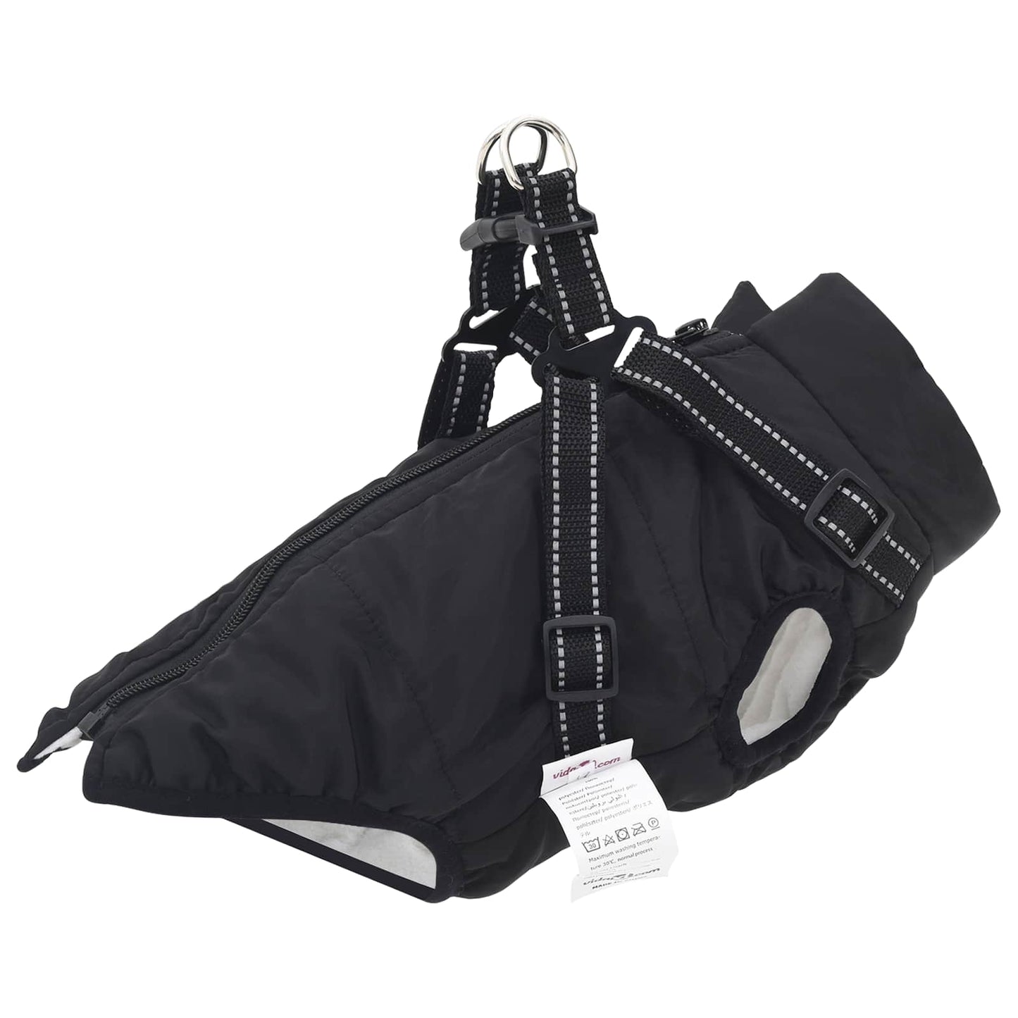 Dog Coat Black L24 Fleece and Polyester