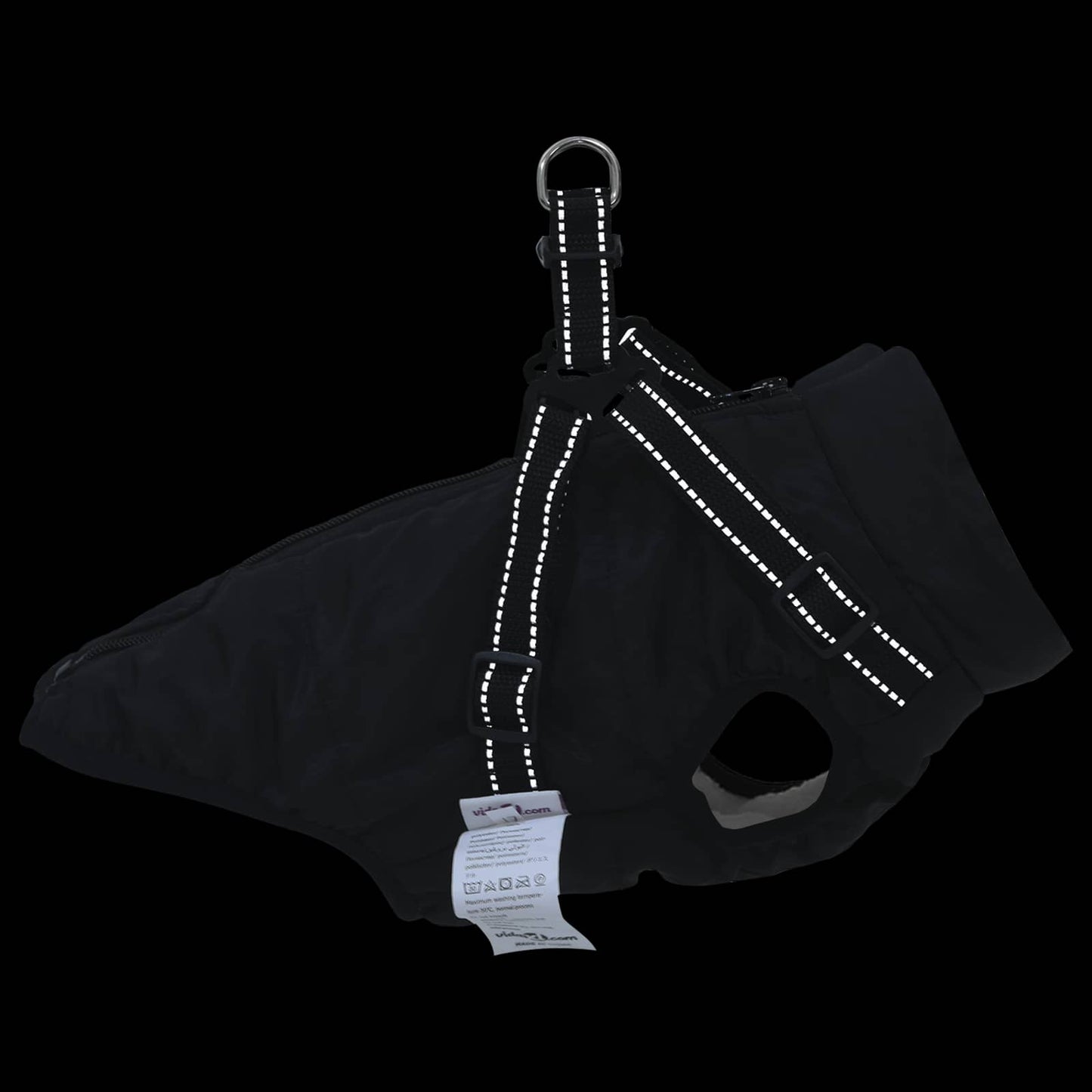 Dog Coat Black L24 Fleece and Polyester