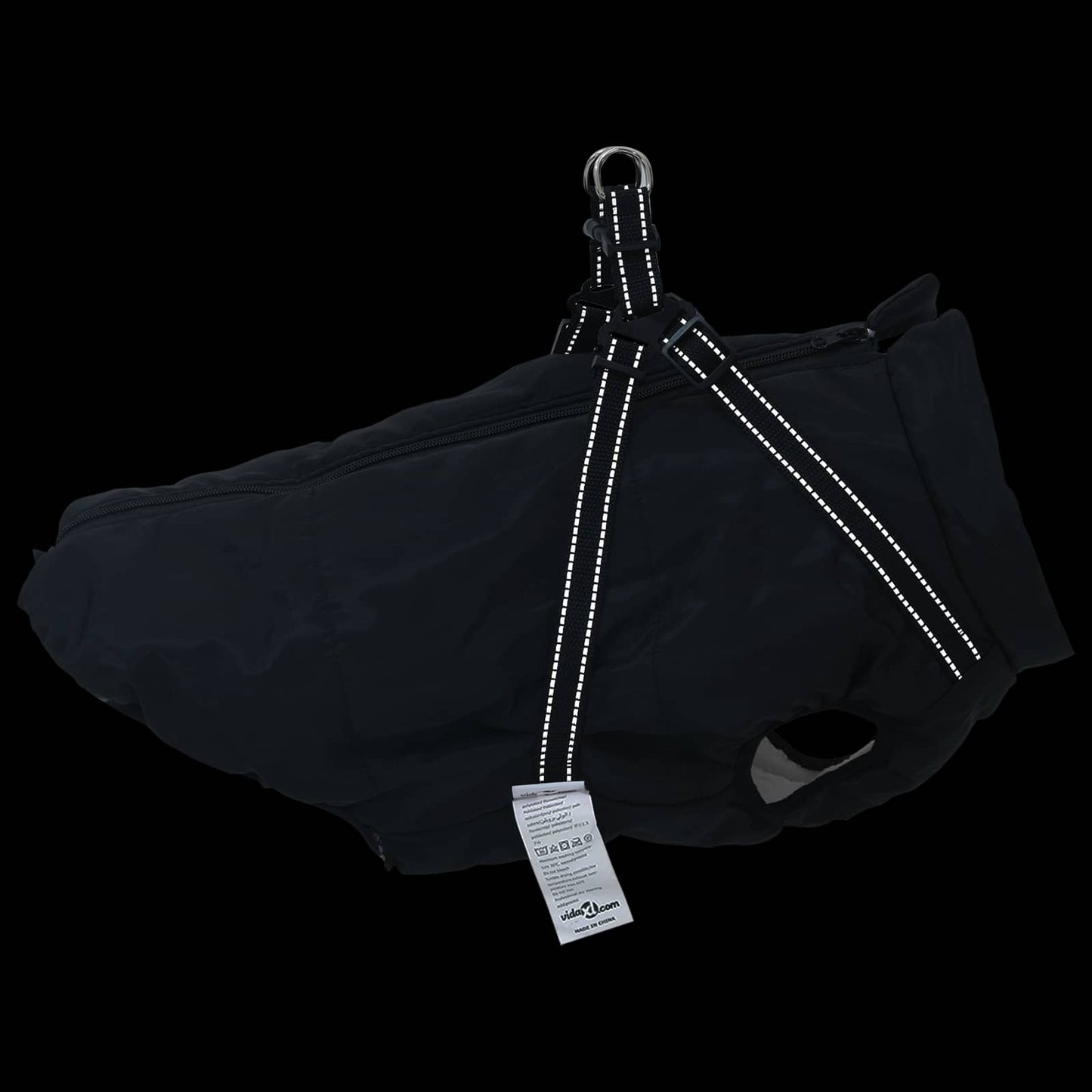 Dog Coat Black L68 Fleece and Polyester