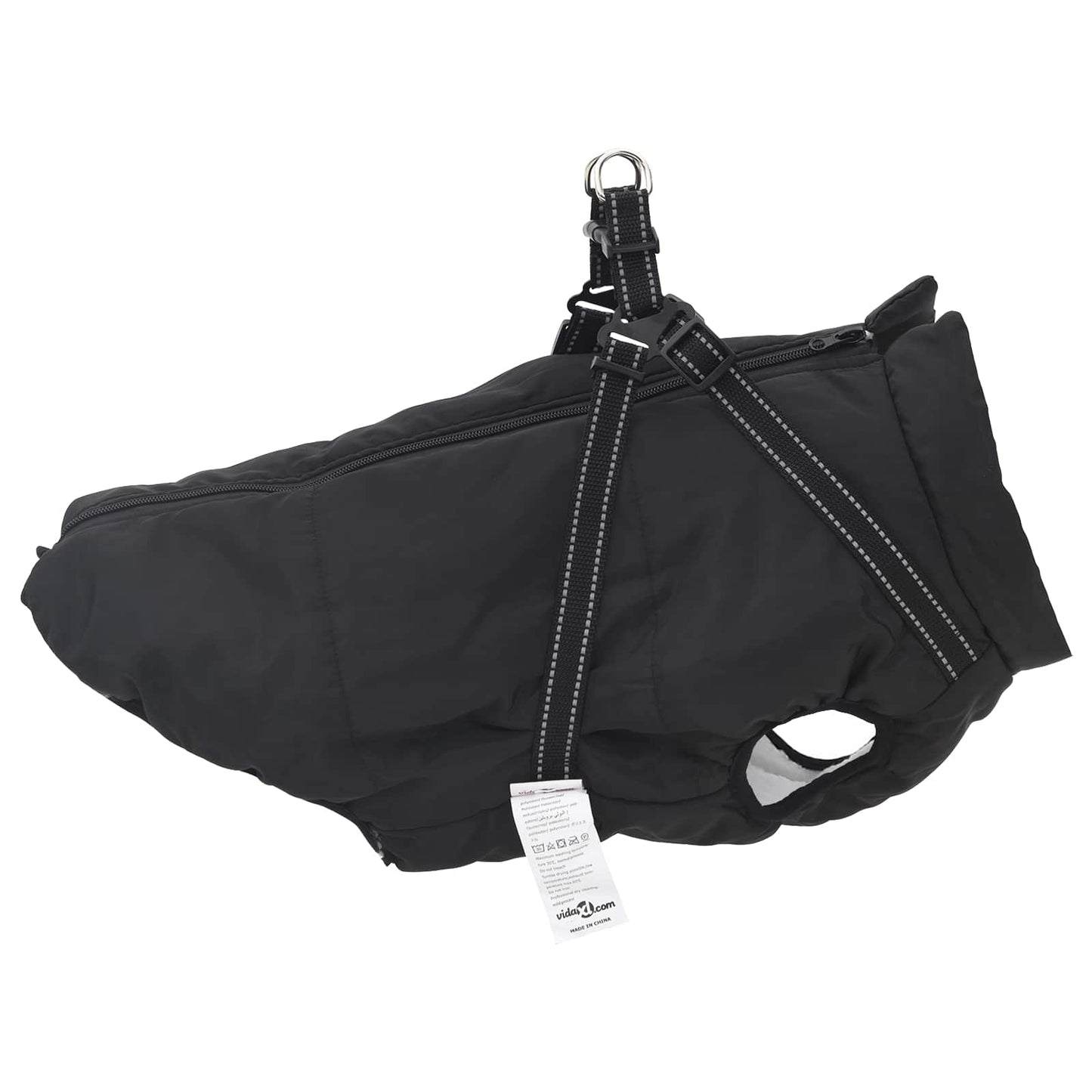Dog Coat Black L68 Fleece and Polyester