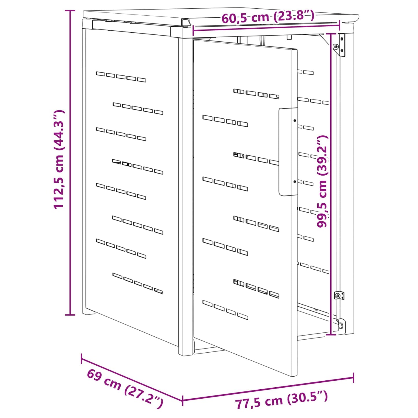 Wheelie Bin Storage for 1 Bin 240L Black