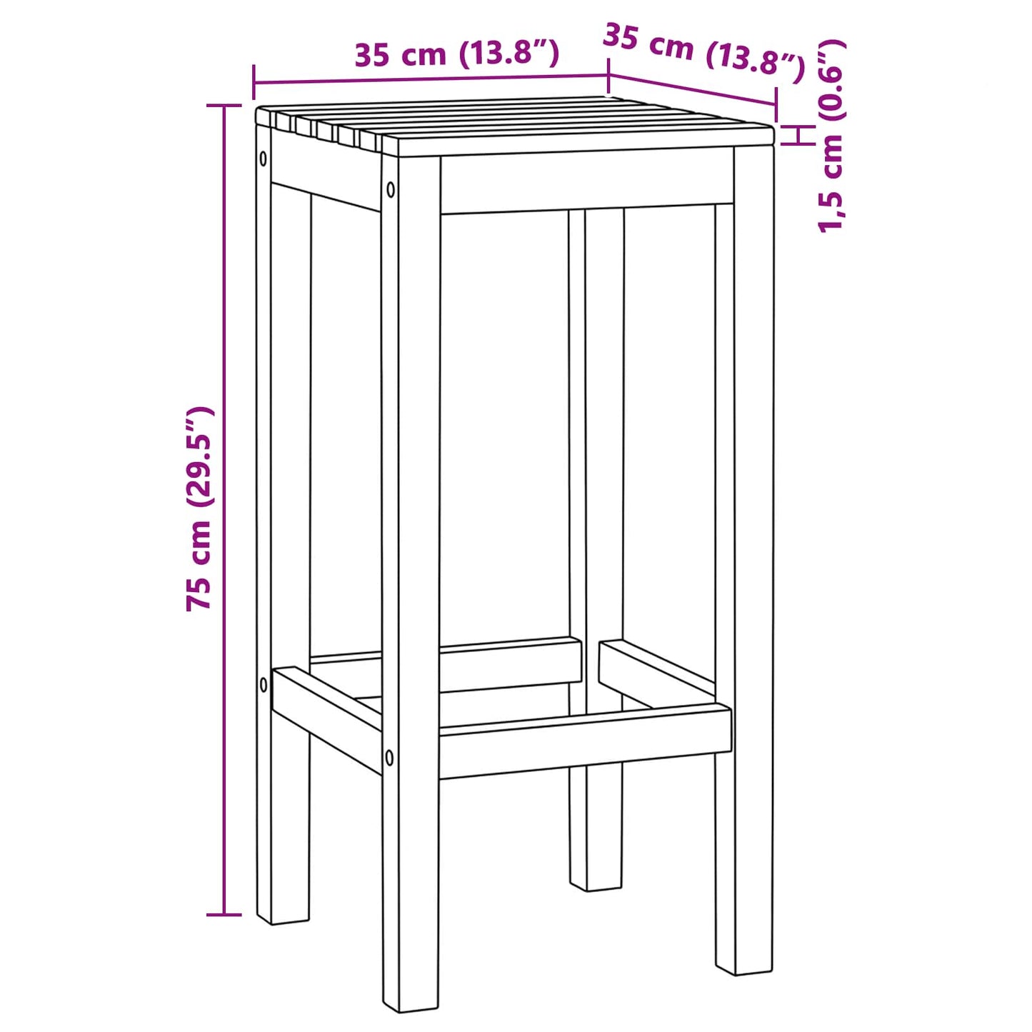 Bar Stool 4 pcs Natural Solid Teak Wood