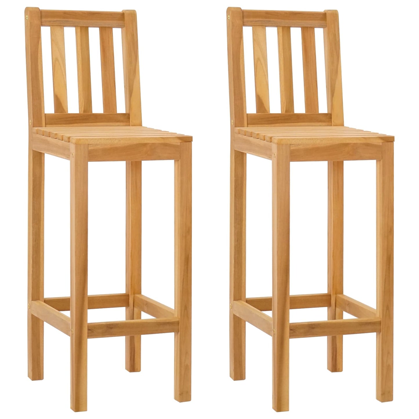 Bar Stool 2 pcs Natural Solid Teak Wood