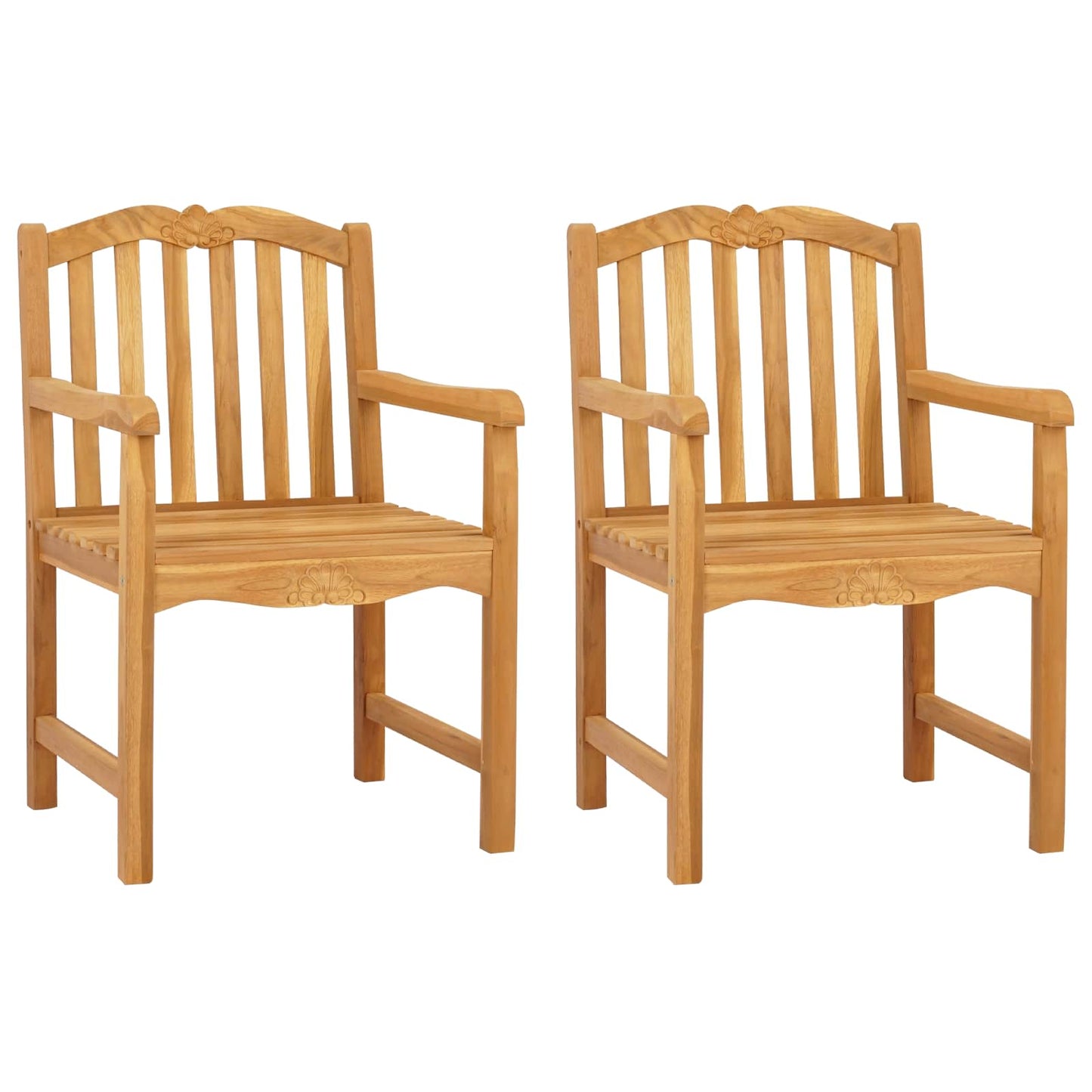 Handcarved Rose Chair 2 pcs Natural Solid Teak Wood