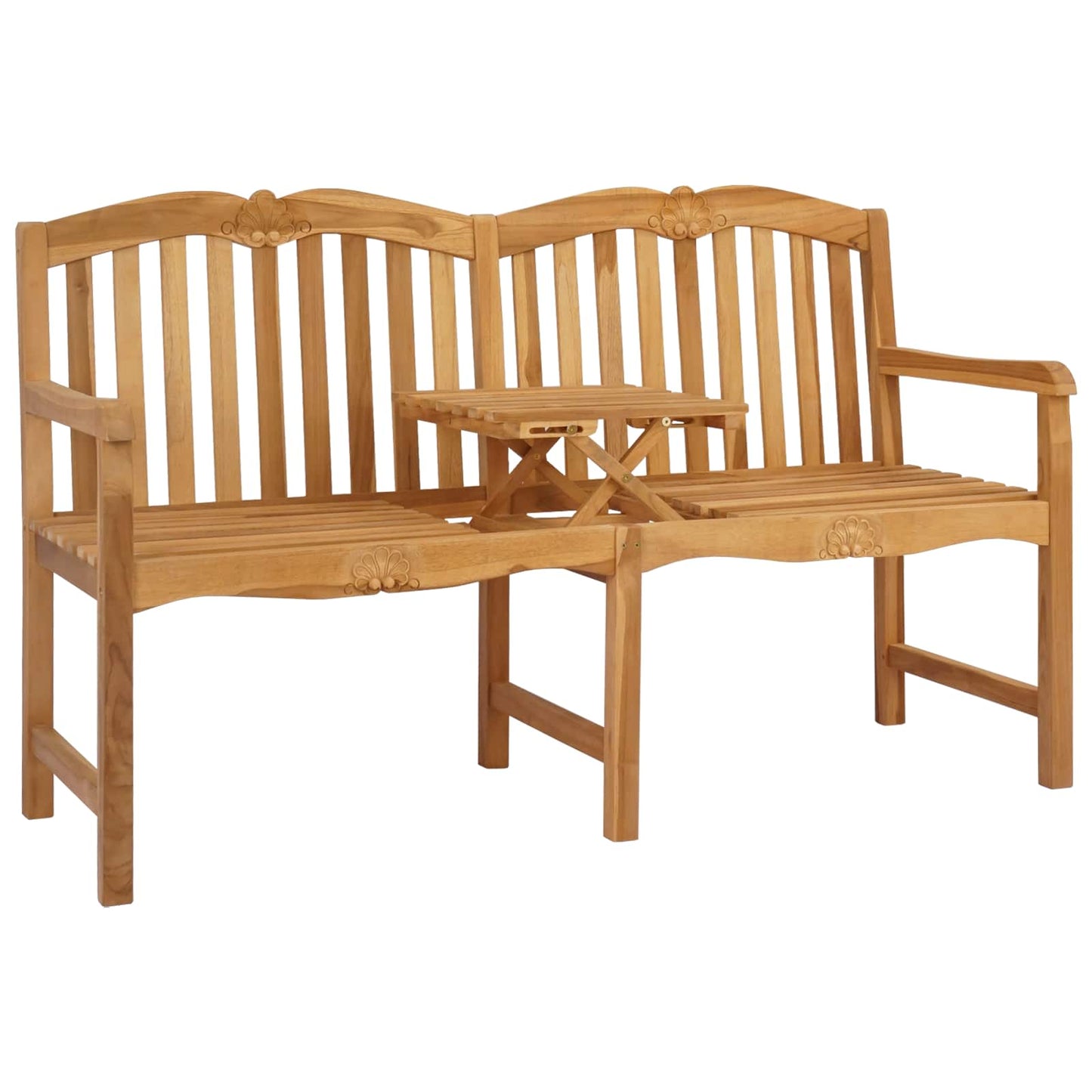 Handcarved Rose Bench 155 x 60 x 94 cm Solid Teak Wood Natural