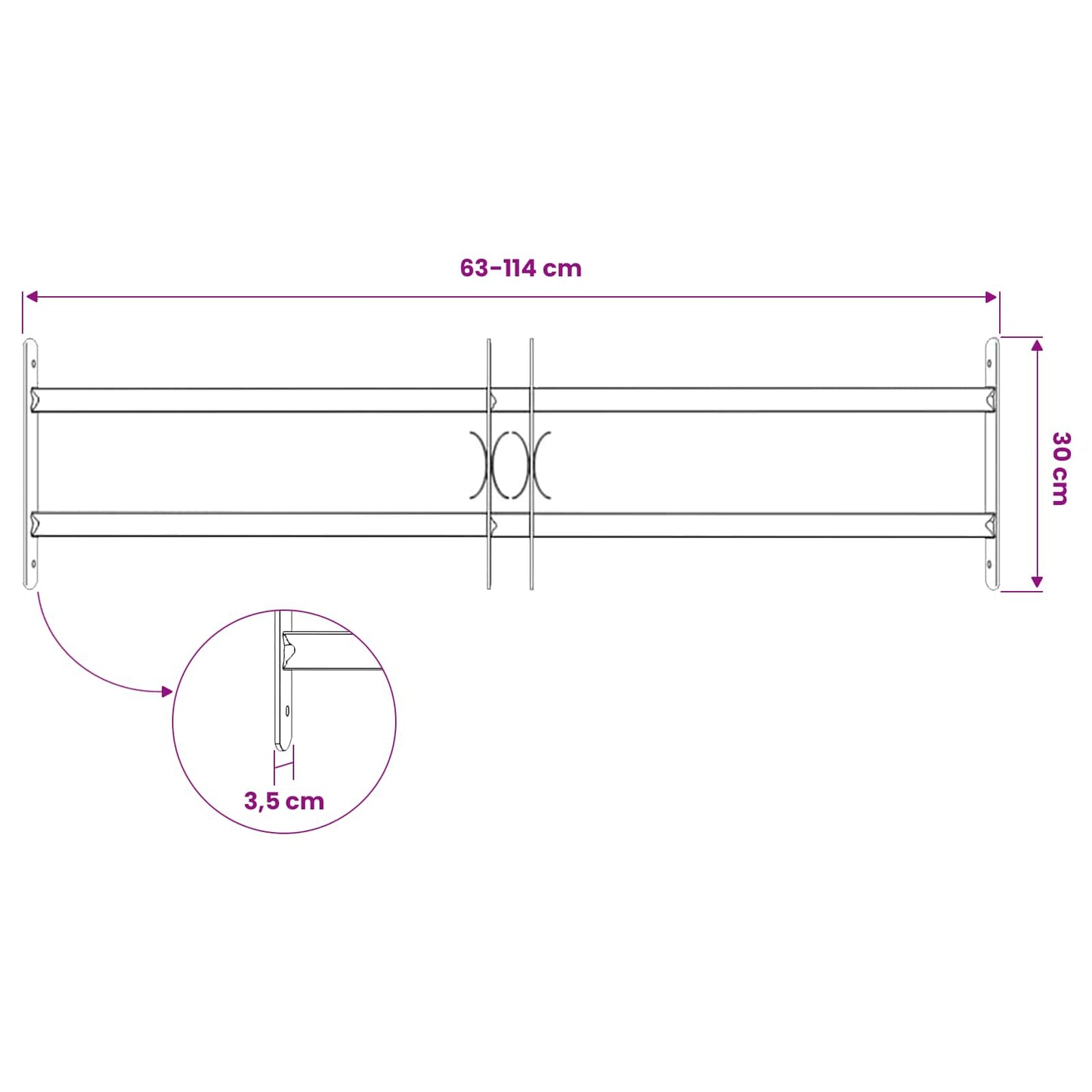 Security Grille for Windows with 2 Crossbars 3 pcs 63-114 cm
