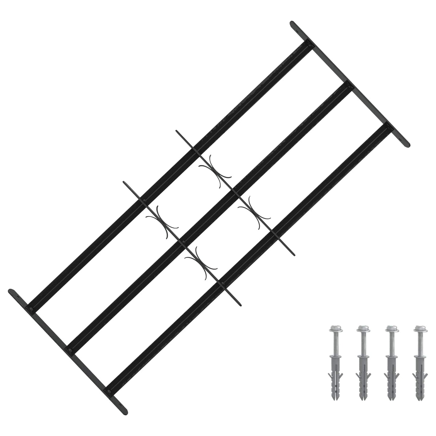Security Grille for Windows with 3 Crossbars 3 pcs 63-114 cm