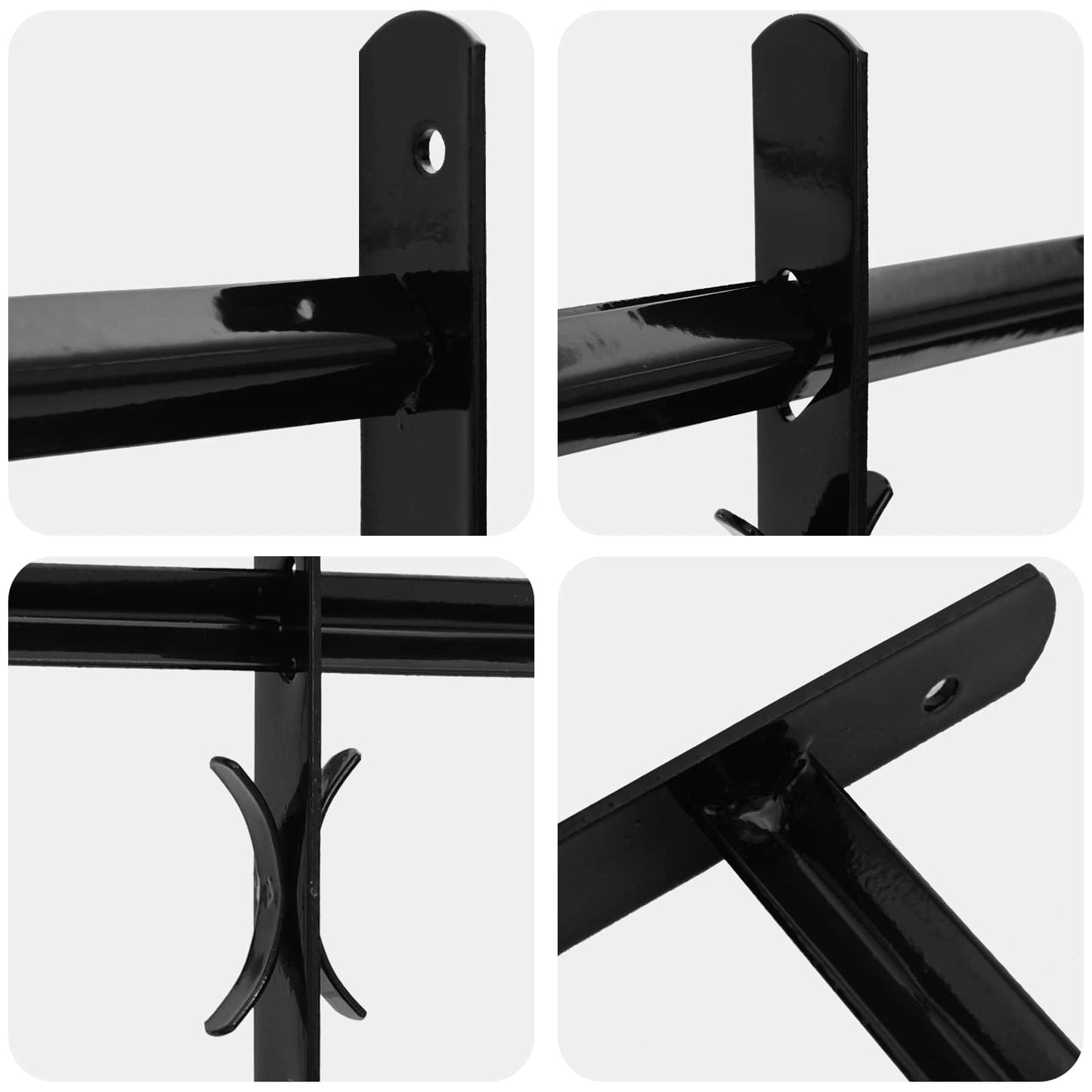 Security Grille for Windows with 3 Crossbars 3 pcs 93-174 cm