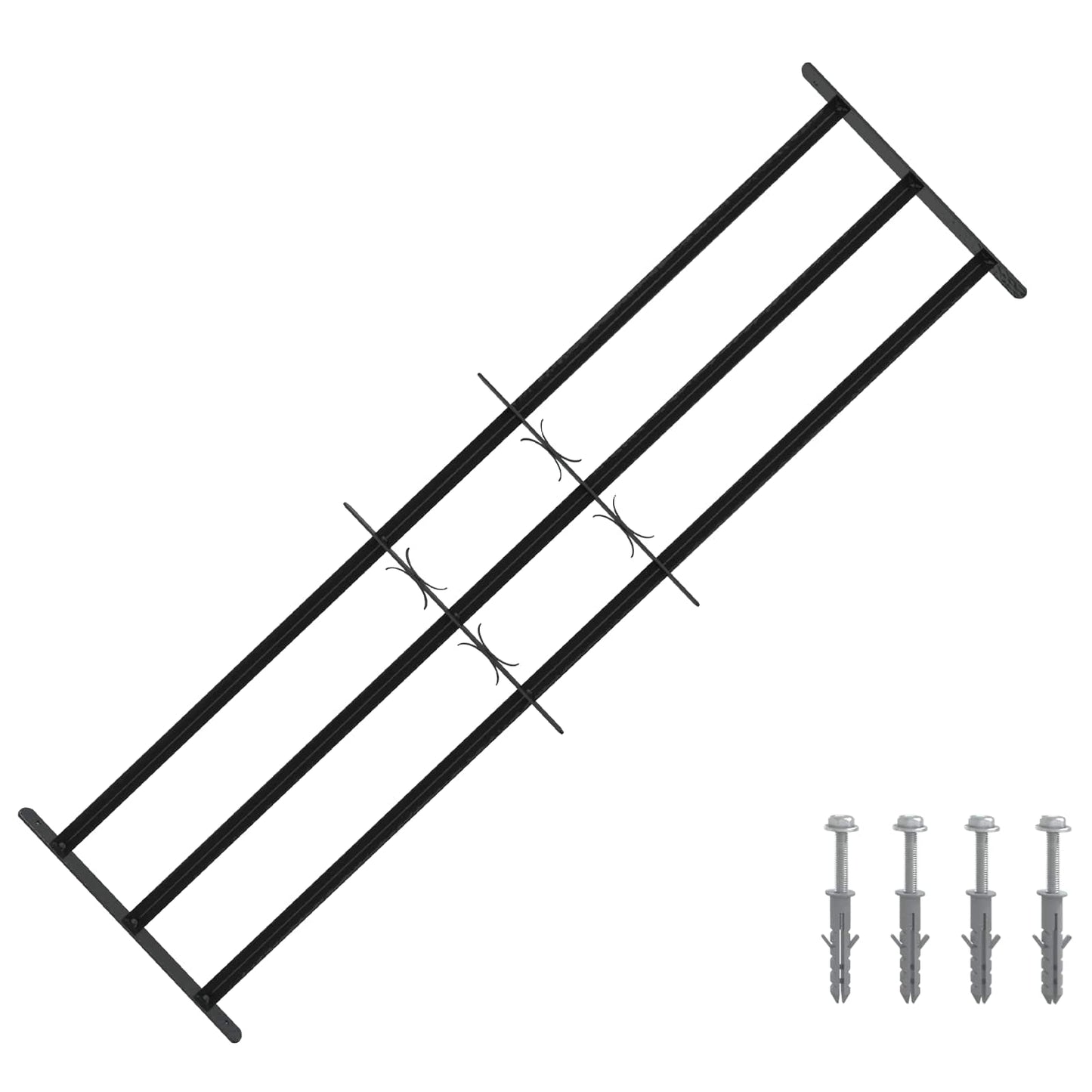 Security Grille for Windows with 3 Crossbars 3 pcs 93-174 cm