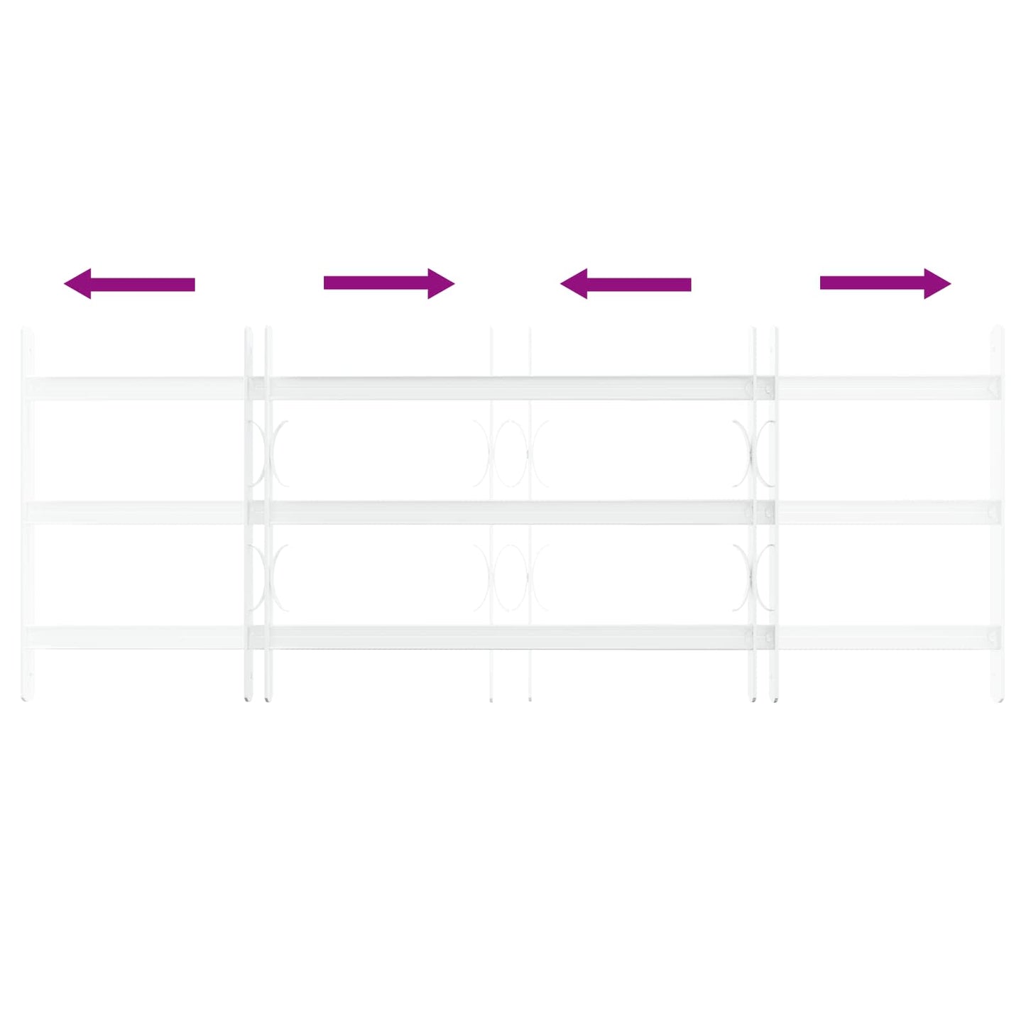 Security Grille for Windows with 3 Crossbars 63-114 cm