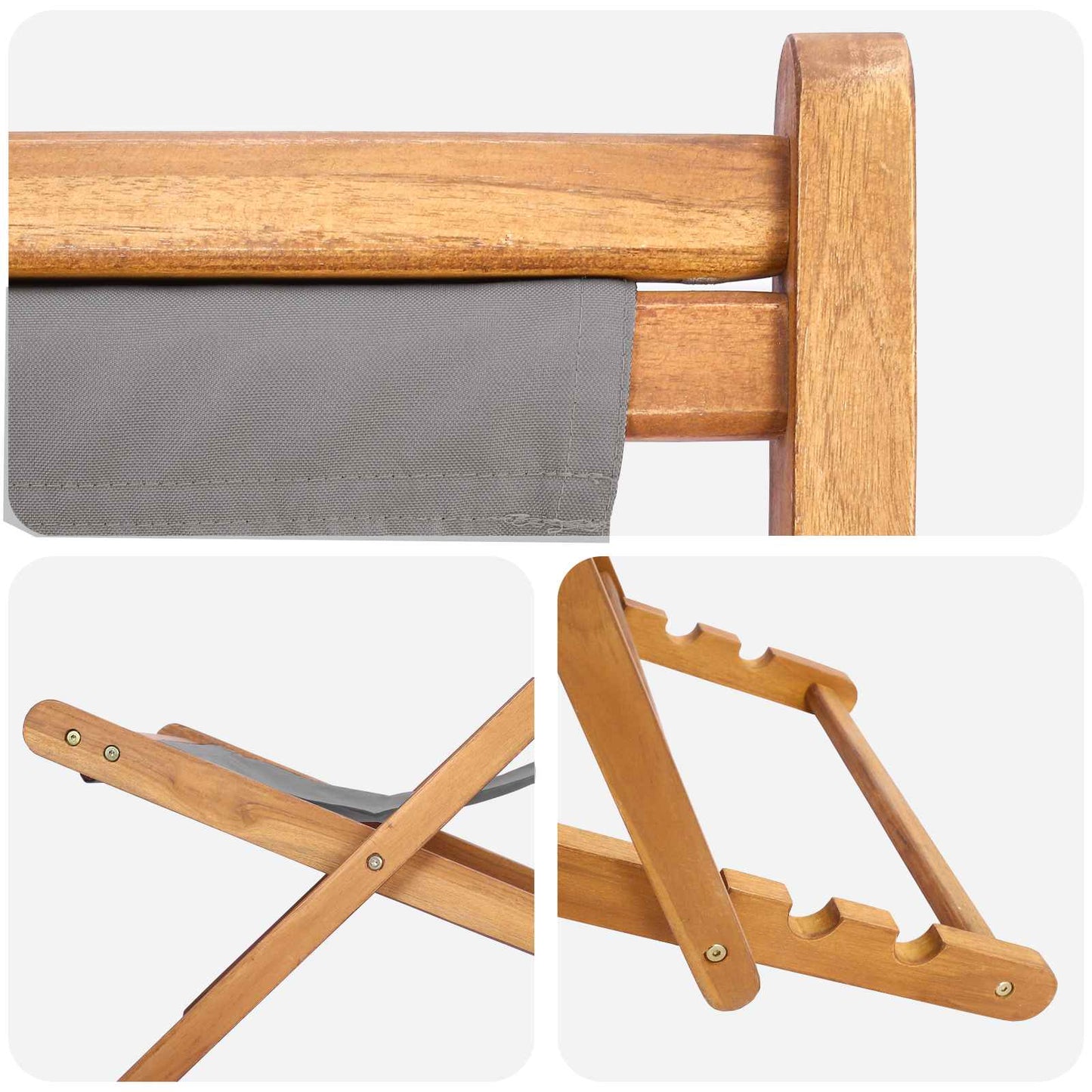Beach Chair Light Grey Solid Teak Wood