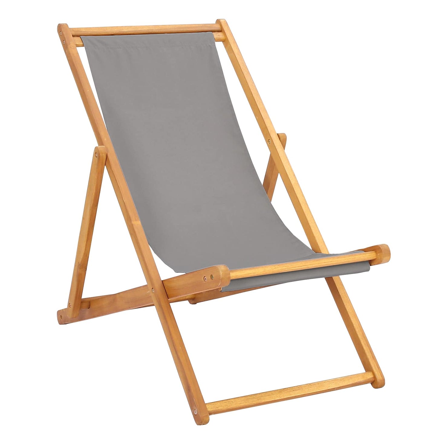 Beach Chair Light Grey Solid Teak Wood