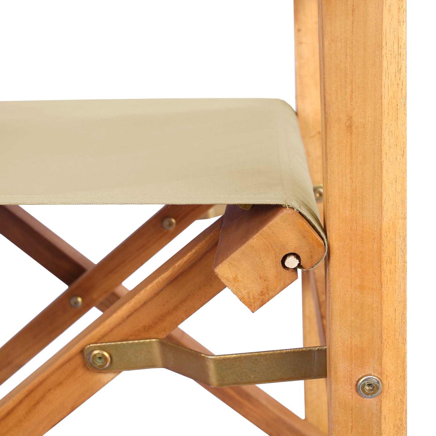 Director Chair Brown and Beige Solid Teak Wood