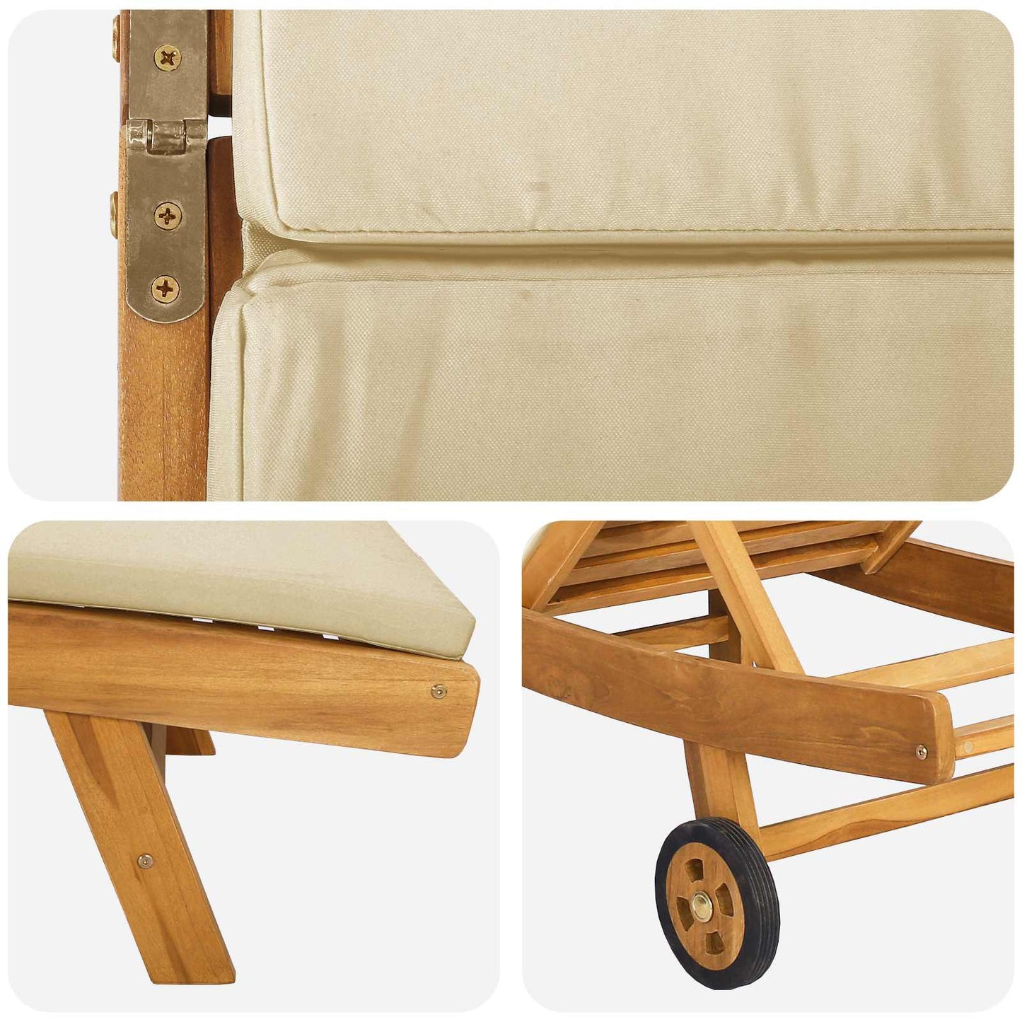Sun Lounger Polyester Brown and Beige