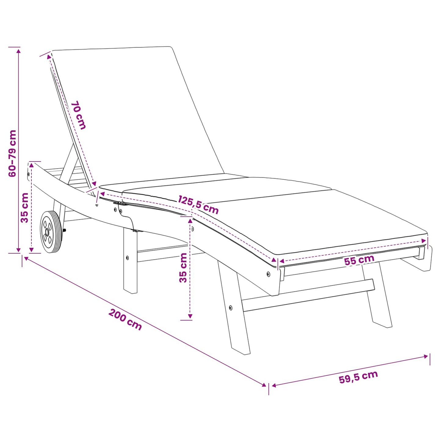 Sun Lounger Polyester Brown and Light Grey