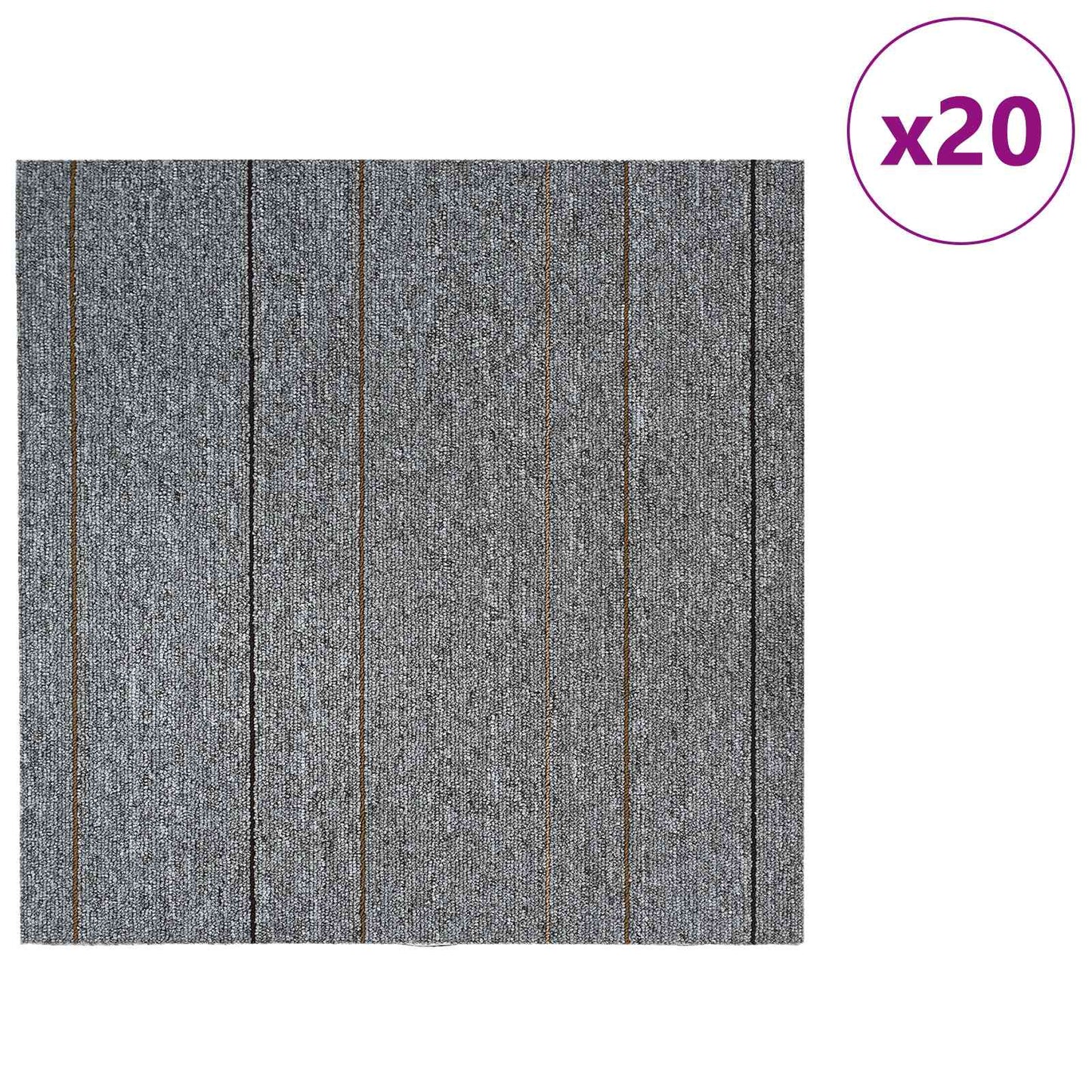 Carpet Tile Light Grey with Stripes 50 x 50 cm 20 pcs