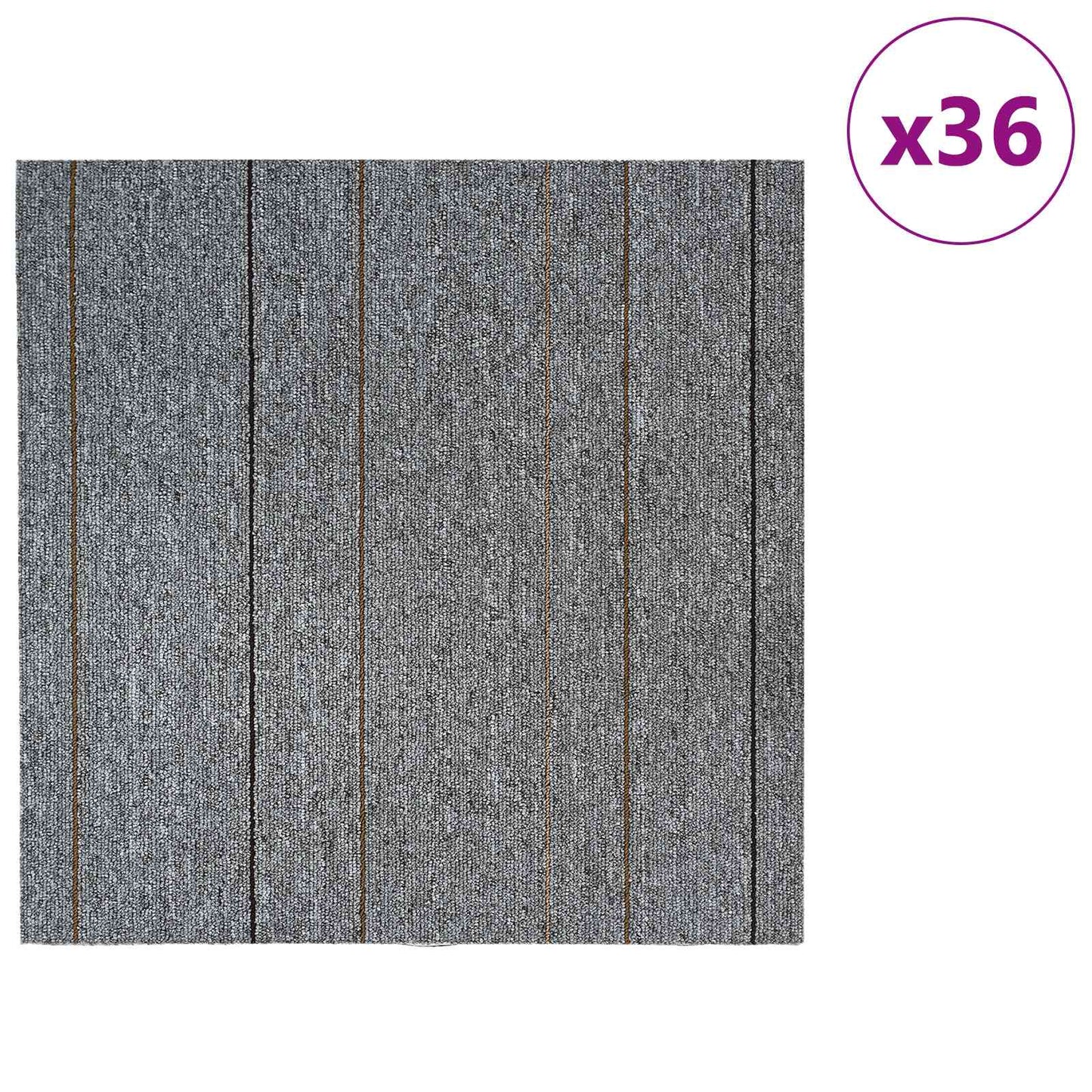 Carpet Tile Light Grey with Stripes 50 x 50 cm 36 pcs