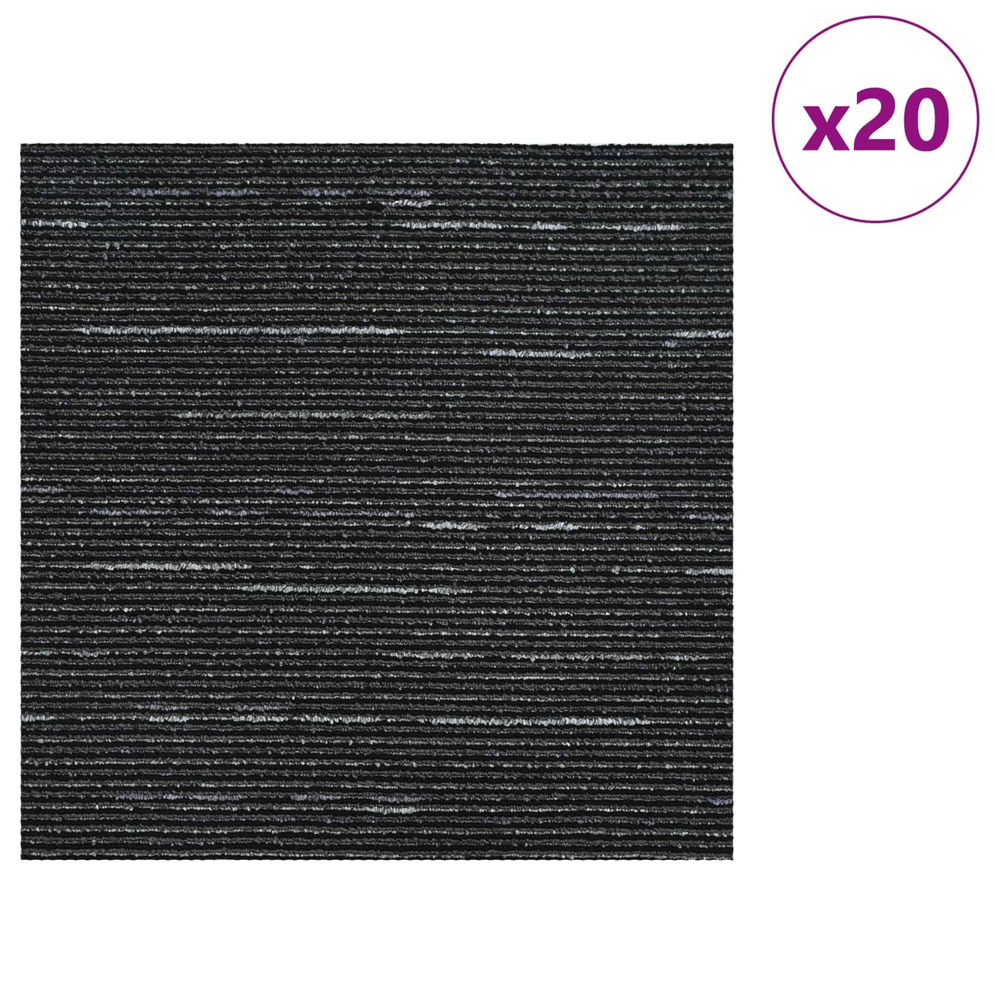 Carpet Tile Striped Black 50 x 50 cm 20 pcs PP and Bitumen
