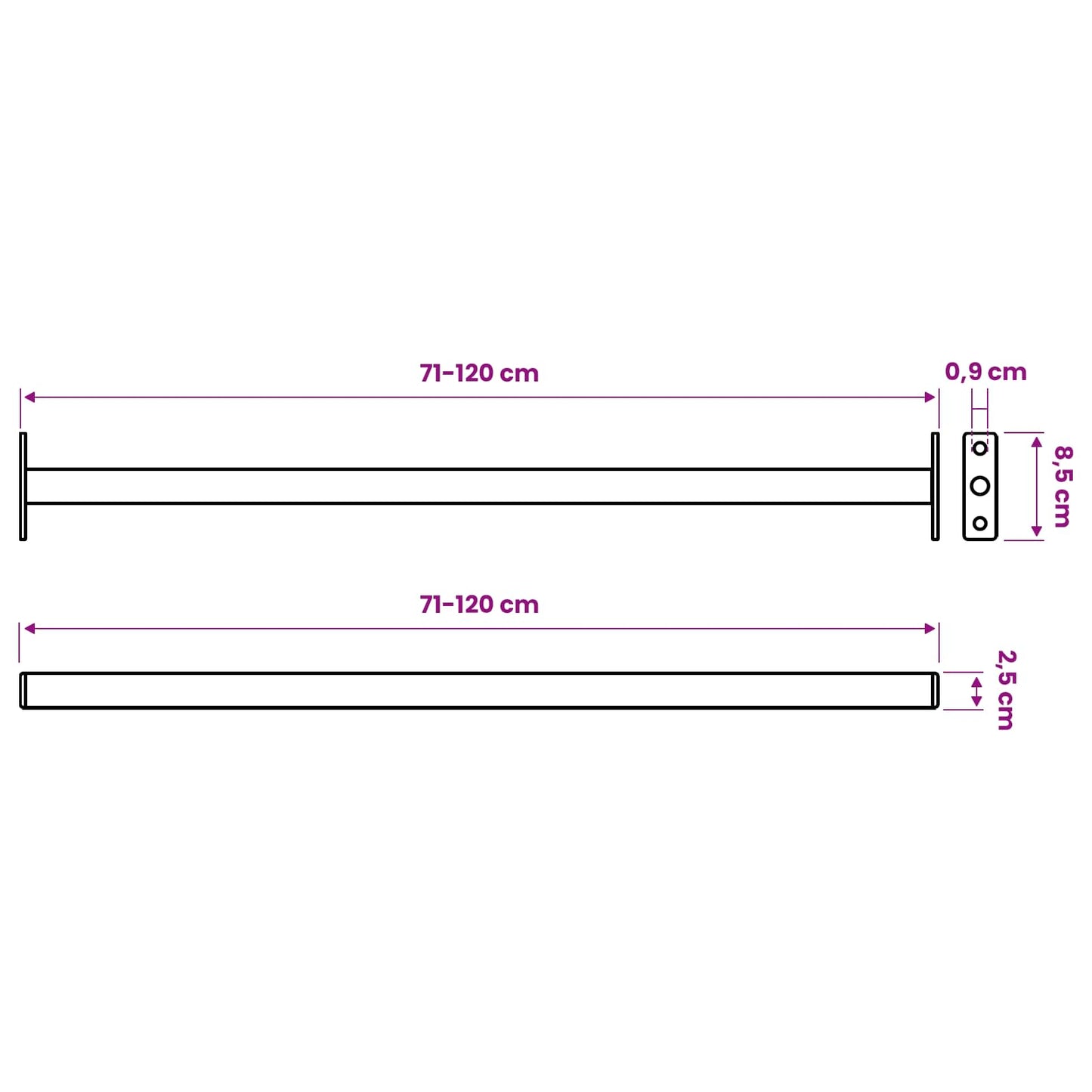 Adjustable Window Safety Bar 3 pcs 710 -1200 mm Steel White