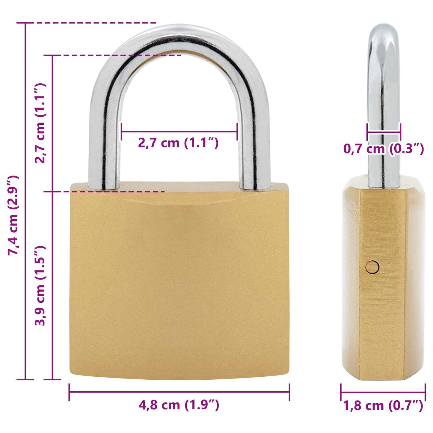 U Lock with Keys 12 pcs Brass Iron
