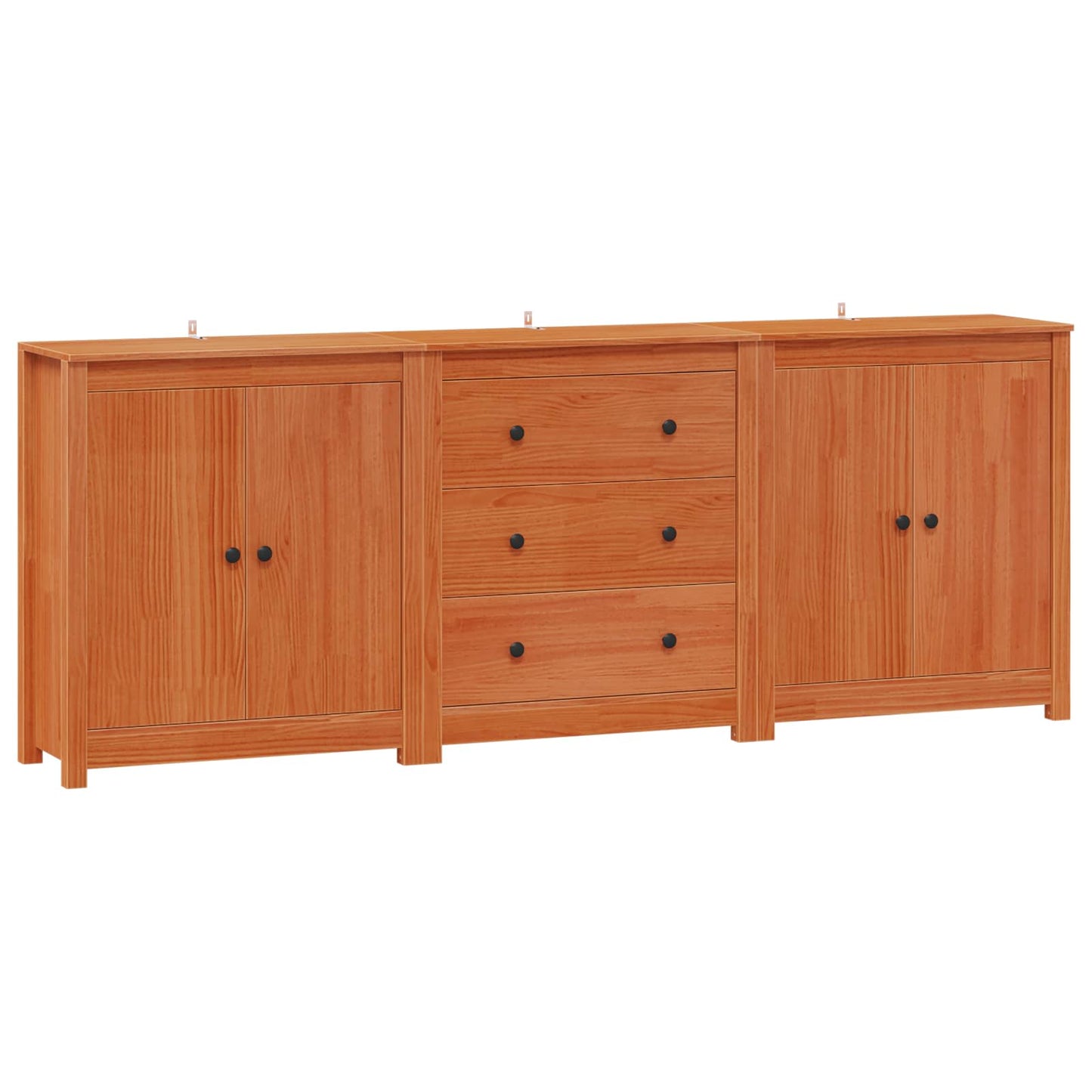 Sideboard 3 pcs Wax Brown 210 x 35 x 80 cm Solid Pine Wood