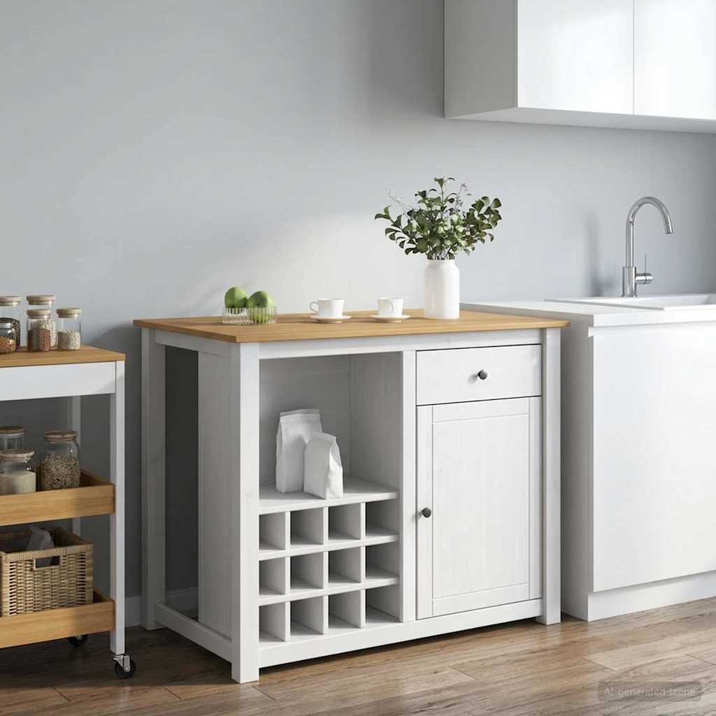 Kitchen Island Set 2 pcs PANAMA White and Honey Wax Solid-Pine