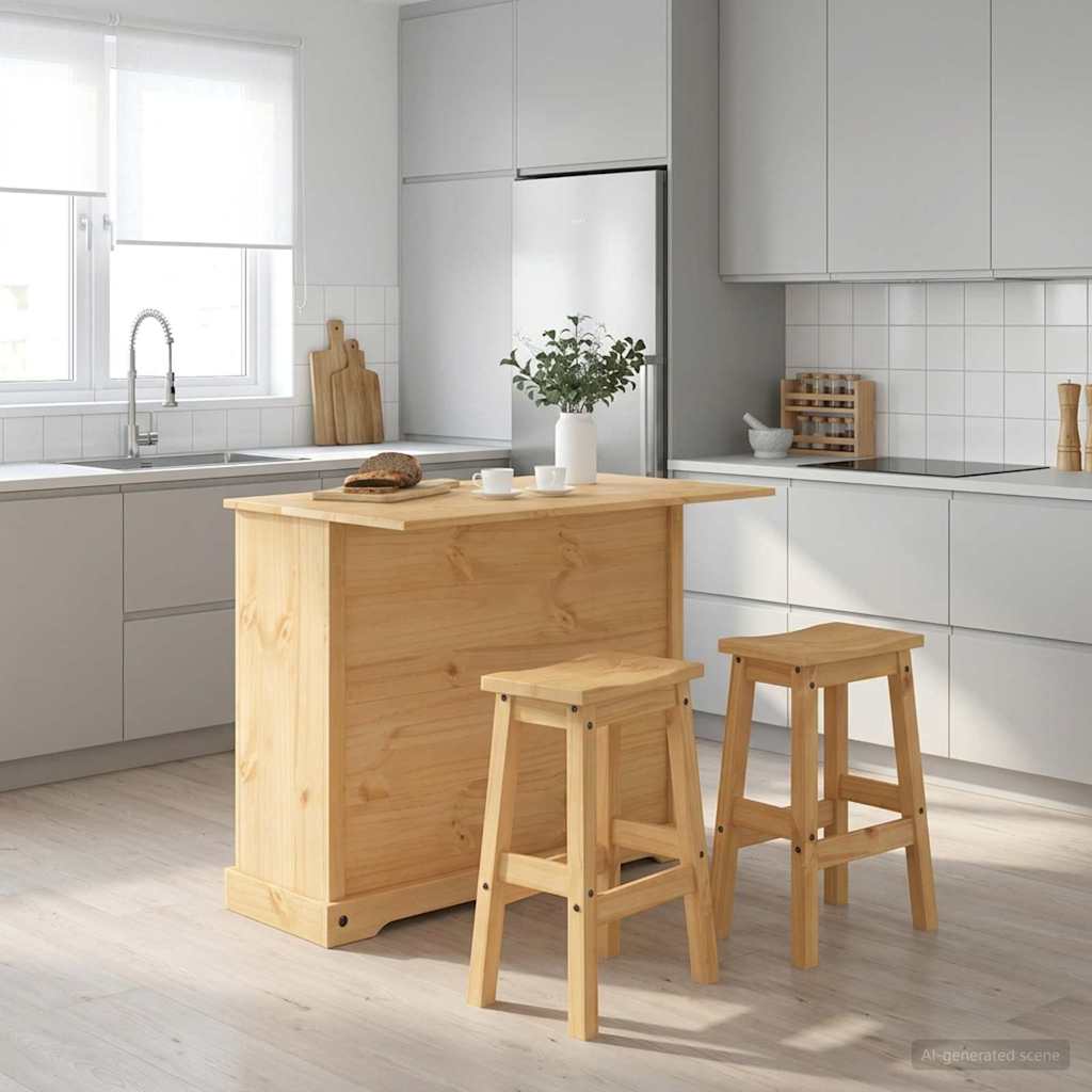Kitchen Island Set 3 pcs Honey Wax 112 x 70 x 91.5 cm