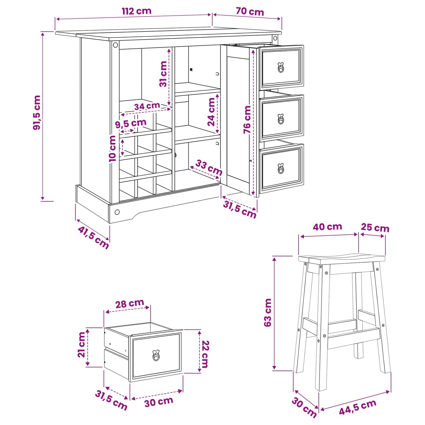 Kitchen Storage 2 pcs White and Honey Wax 112 x 77 x 90 cm