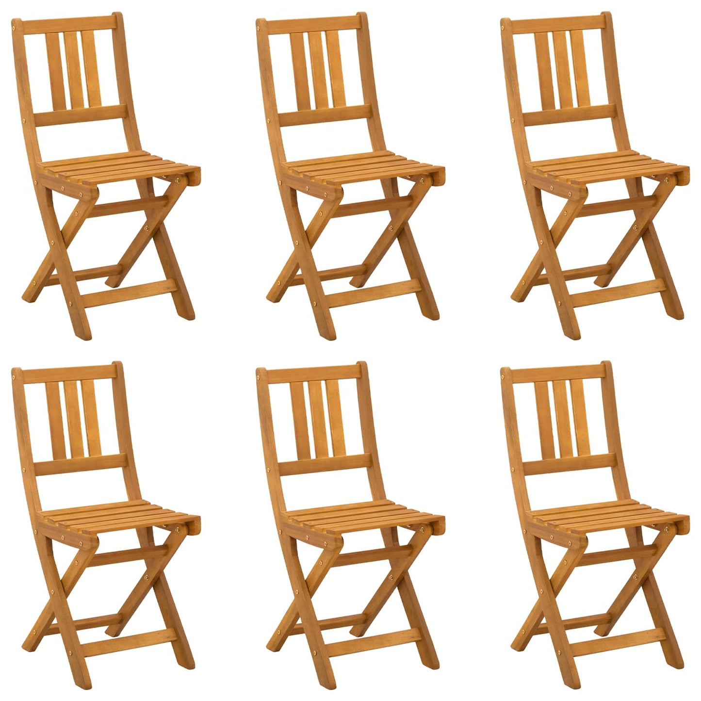 Garden Chair 6 pcs Natural Solid Acacia Wood