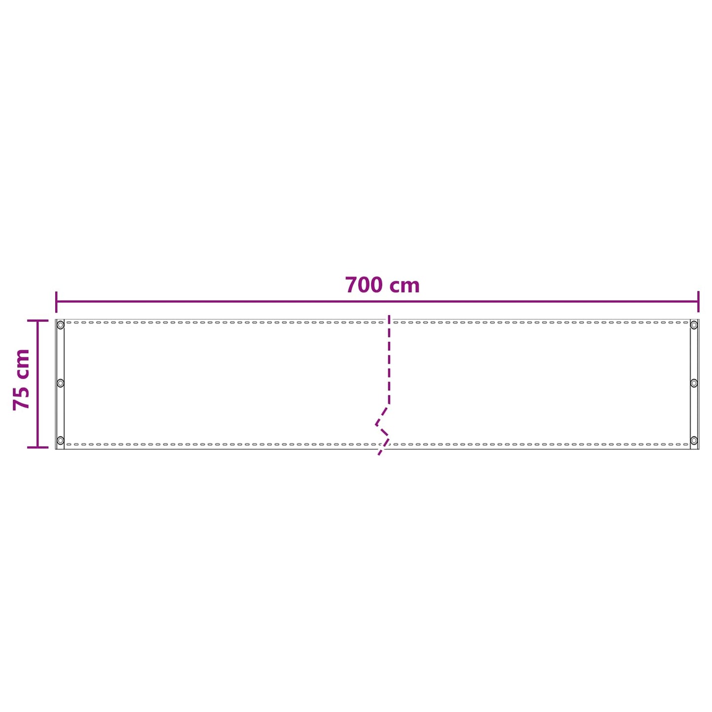 Balcony Screen White 75 x 700 cm HDPE and Aluminium