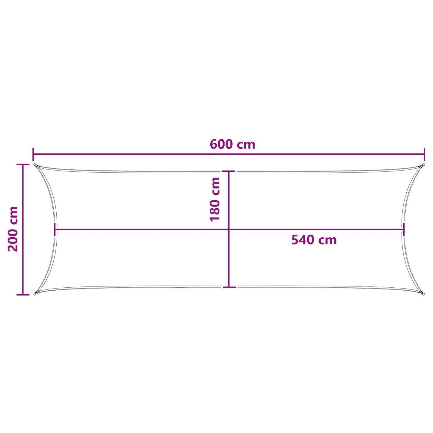 Sunshade Sail 2 x 6 m HDPE Rectangular Light Grey