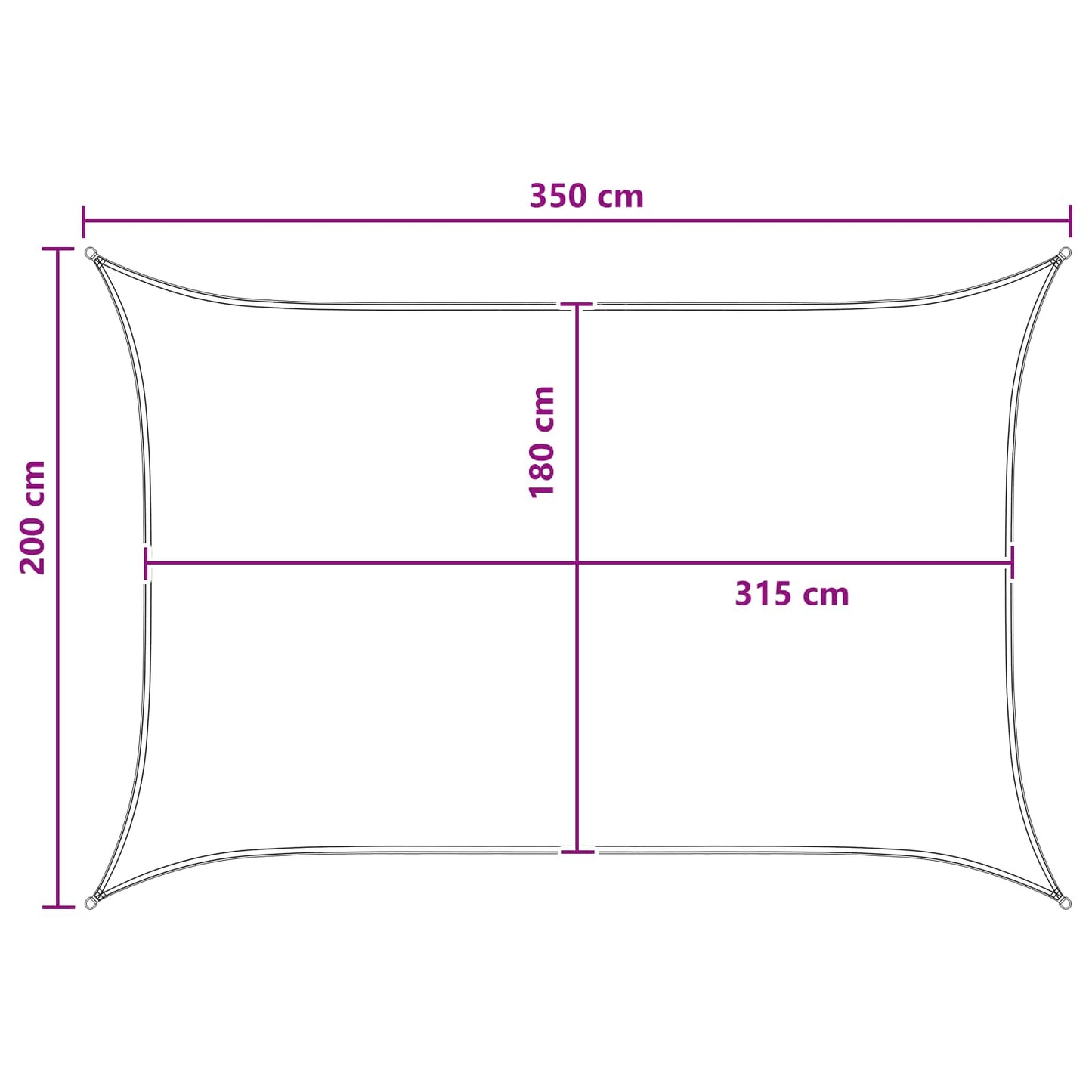 Sunshade Sail 2 x 3.5 m HDPE Rectangular Light Grey and White
