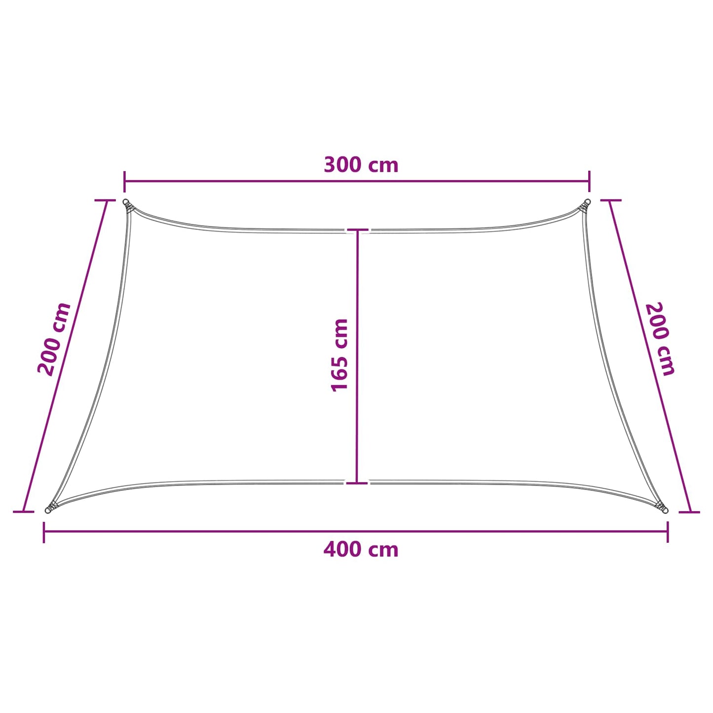 Sunshade Sail 3 / 4 x 2 m HDPE Rectangular Light Grey and White