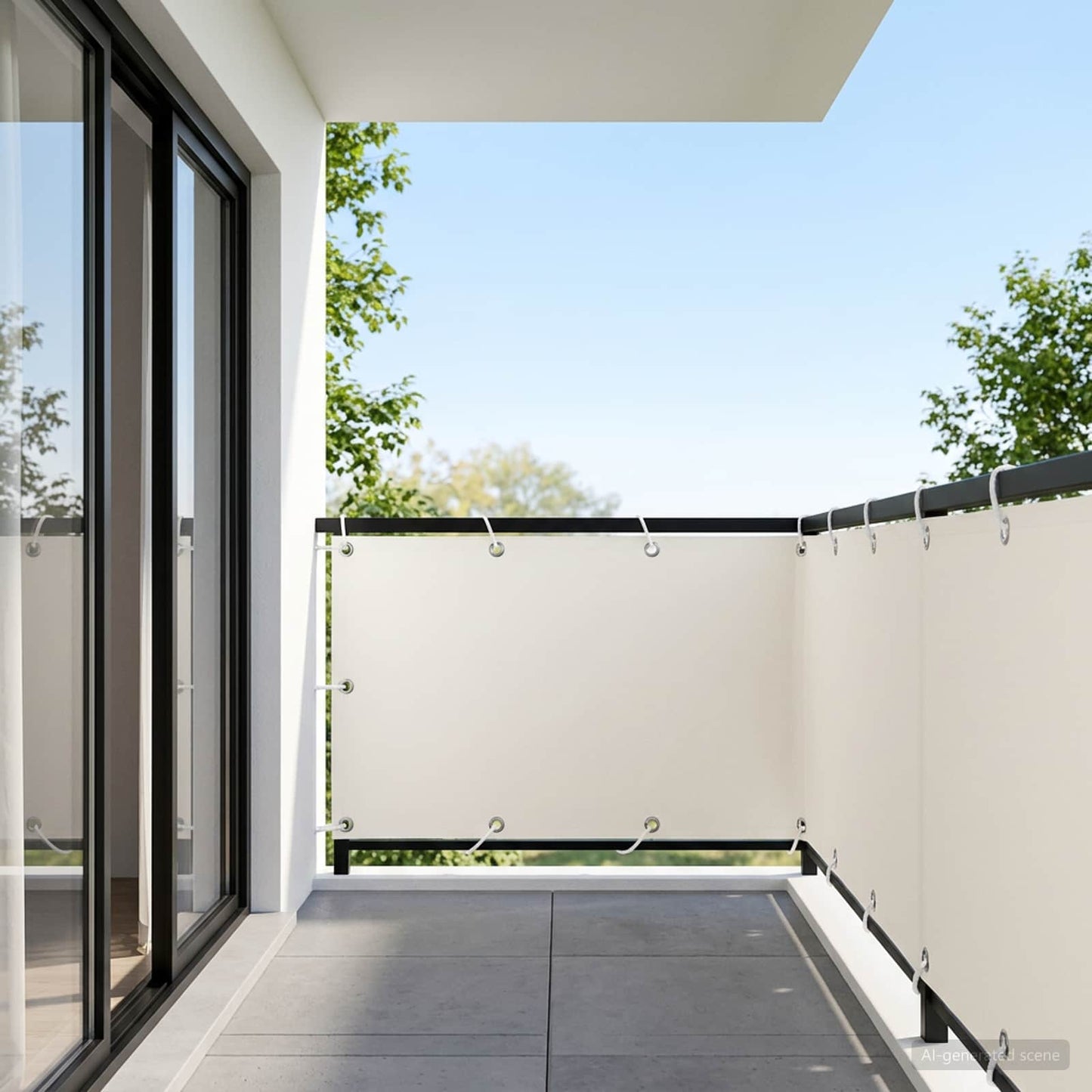 Balcony Privacy Screen 150 x 300 cm Fabric with PU Coated White