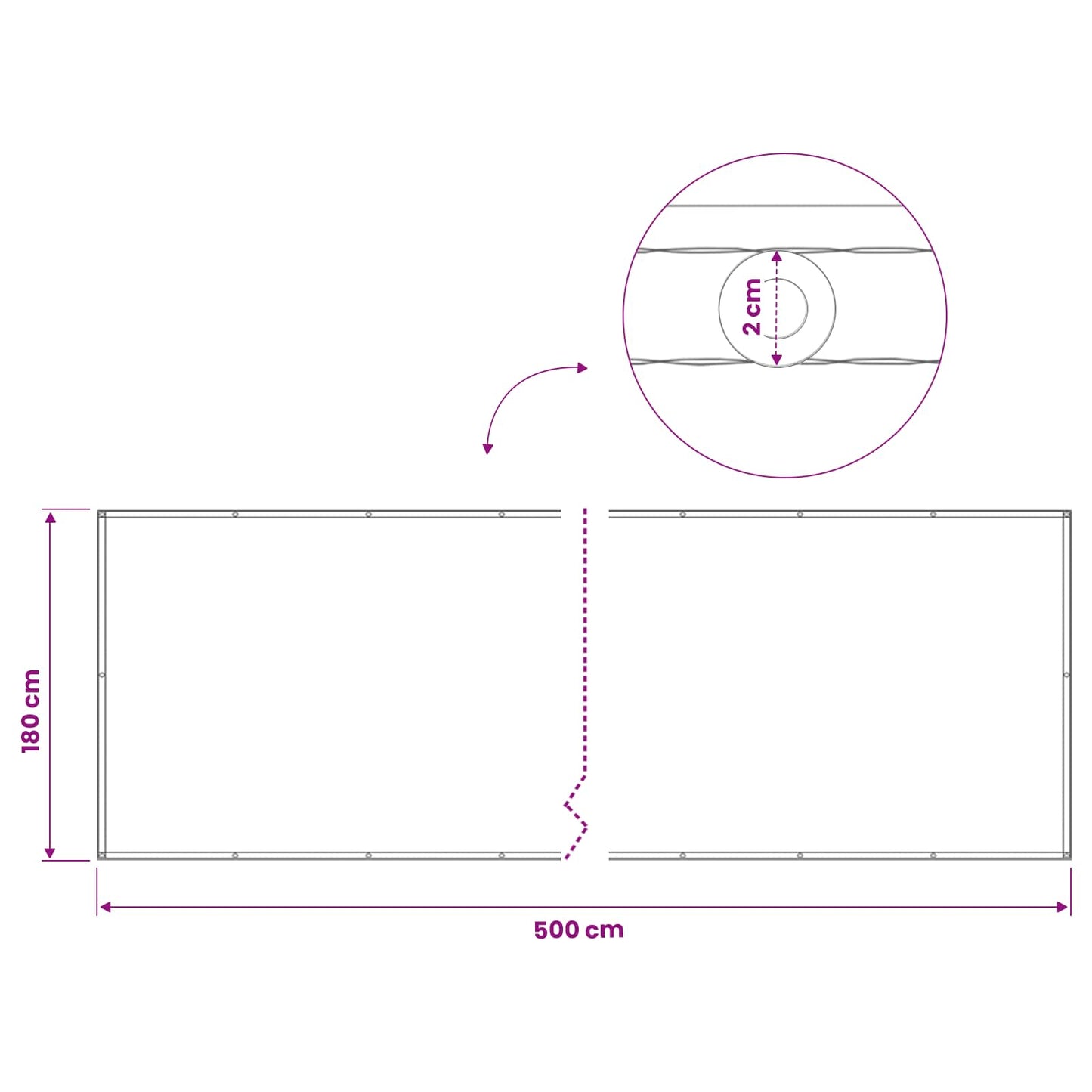 Balcony Privacy Screen 180 x 500 cm Fabric with PU Coated White