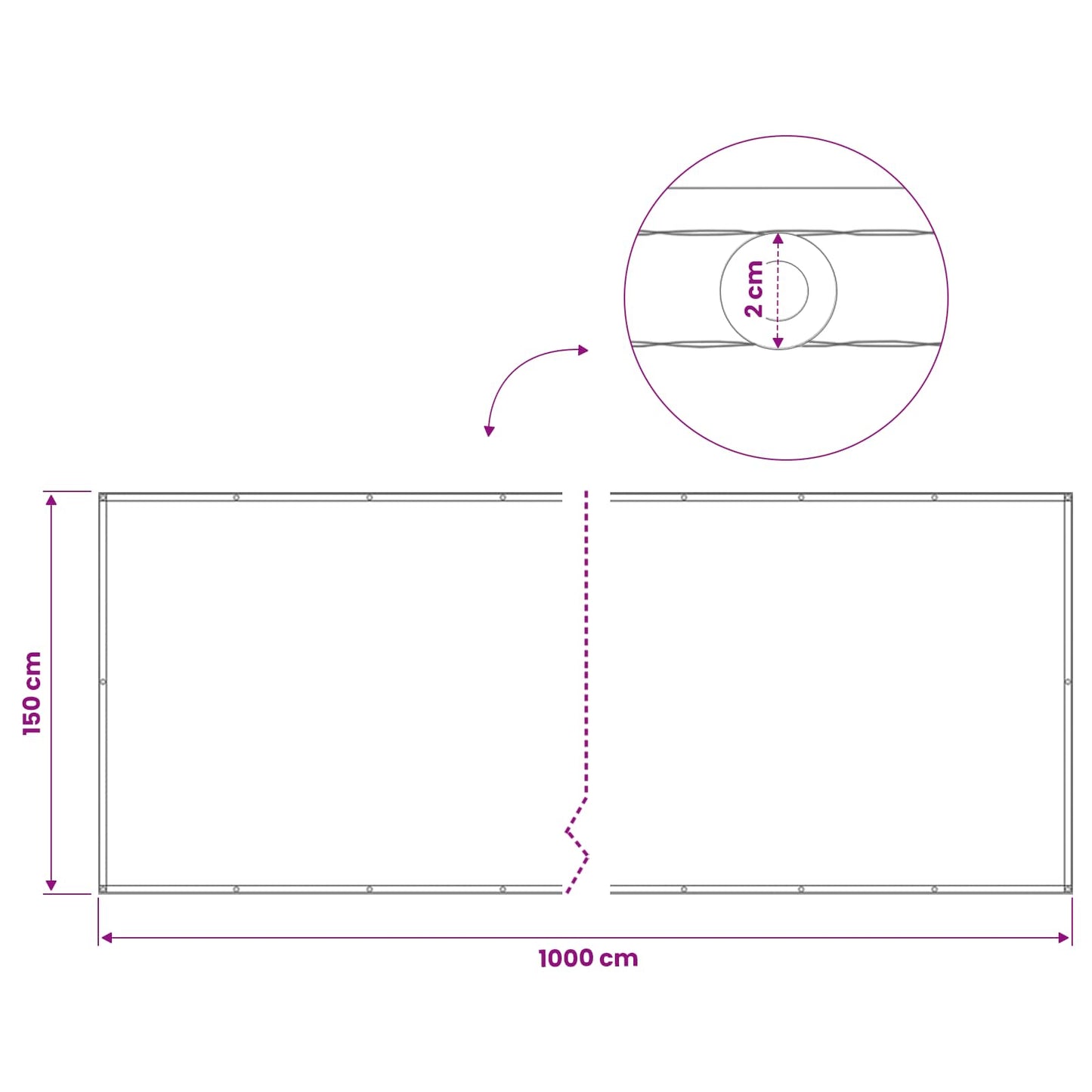 Balcony Privacy Screen 150 x 1000 cm Fabric with PU Coated