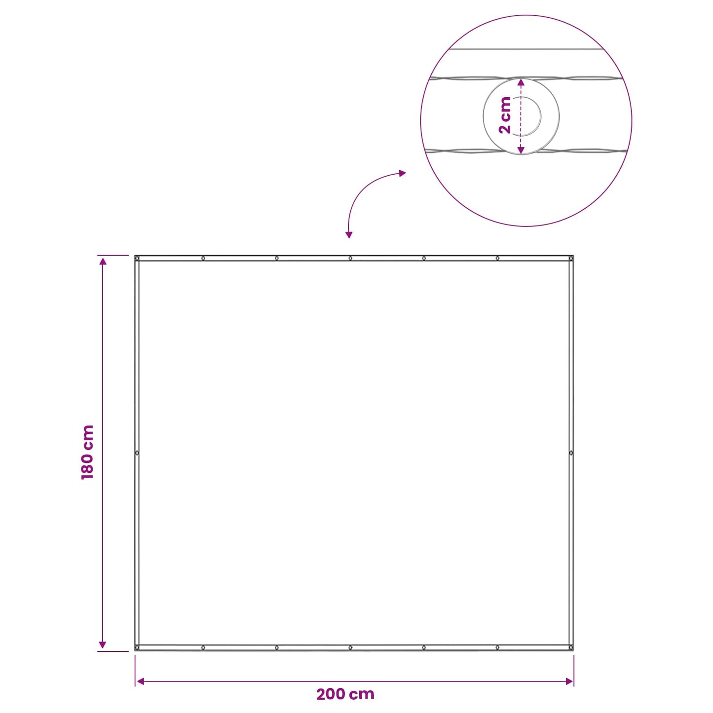 Balcony Privacy Screen 180 x 200 cm Fabric with PU Coated