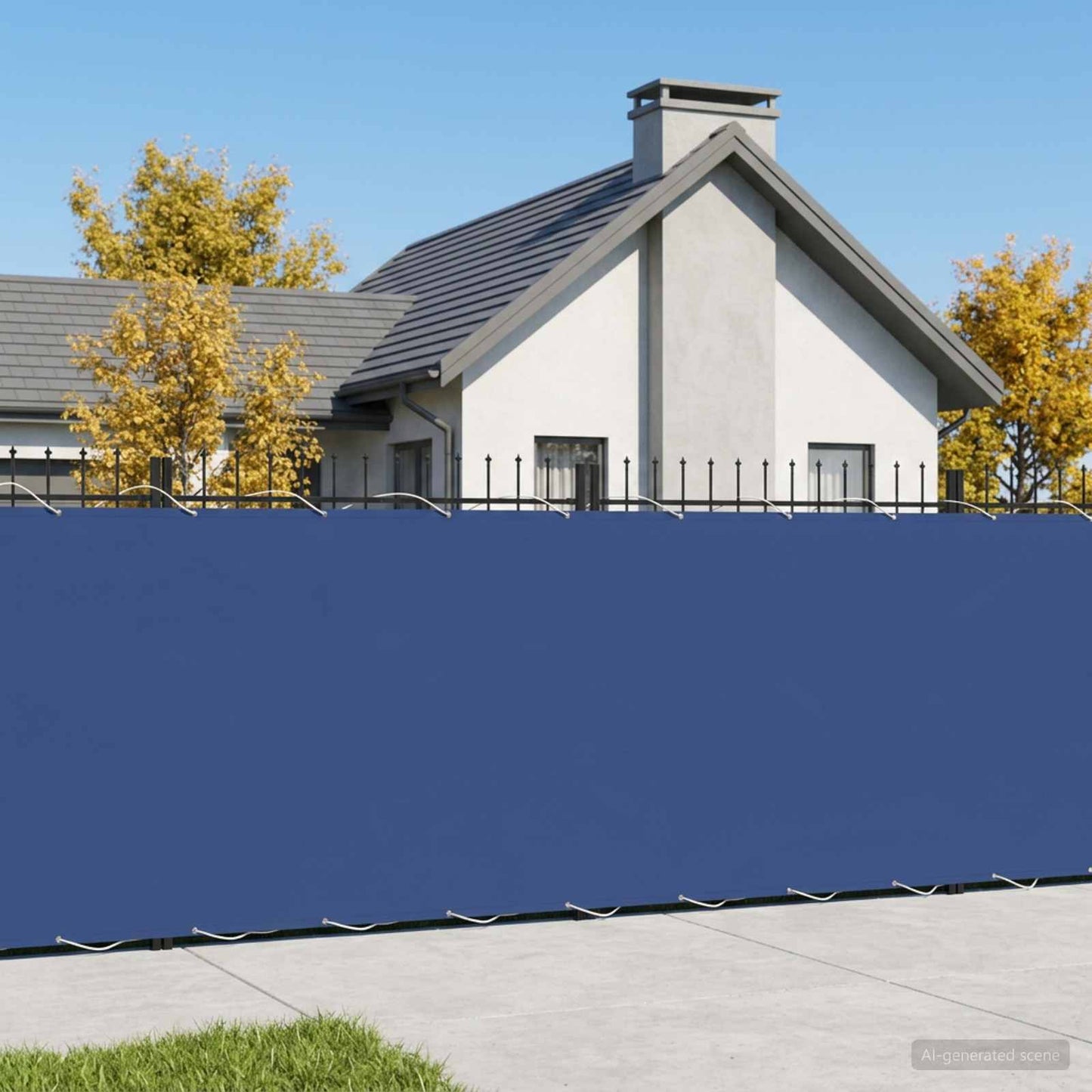Balcony Privacy Screen 150 x 400 cm Fabric with PU Coated Blue