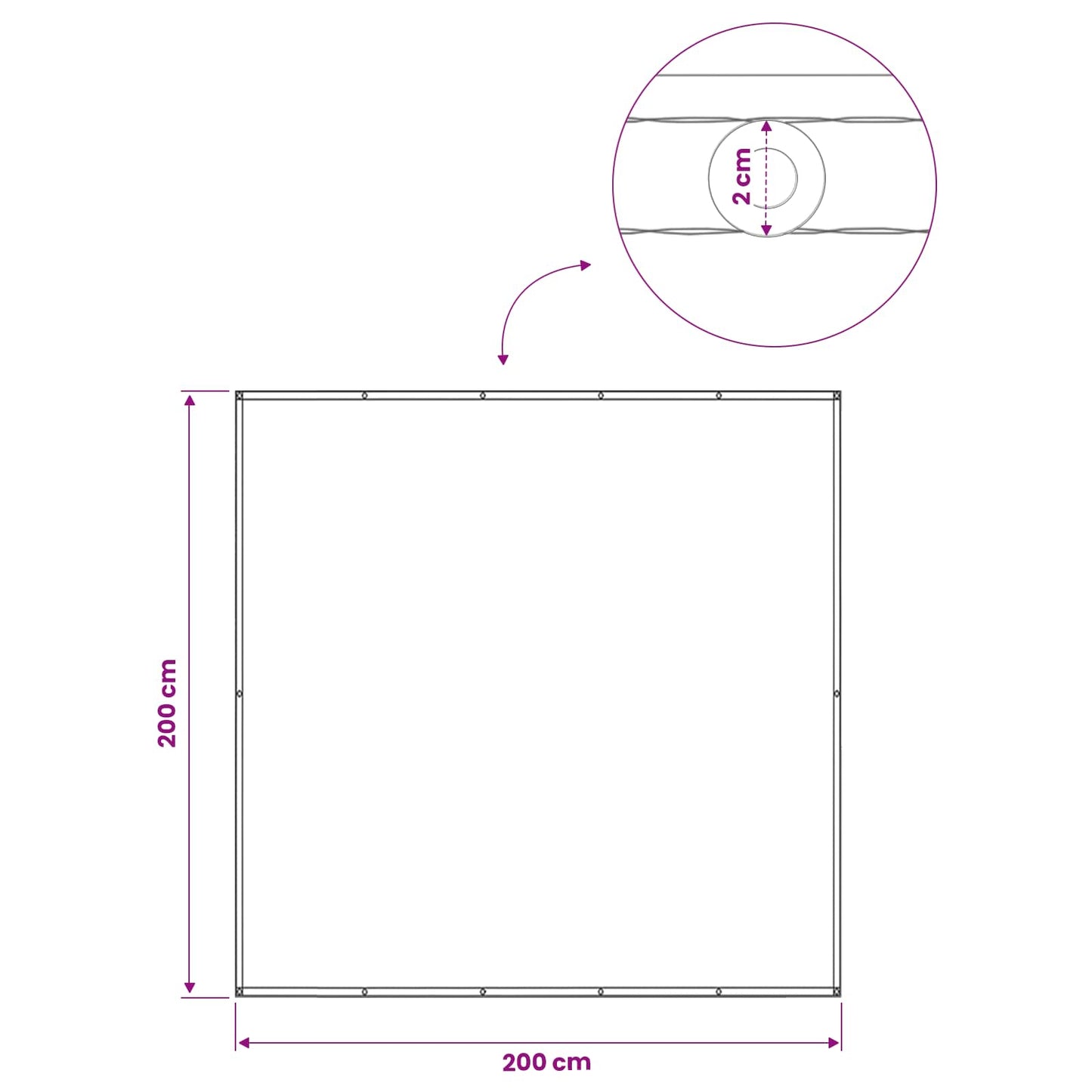Balcony Privacy Screen 200 x 200 cm Fabric with PU Coated