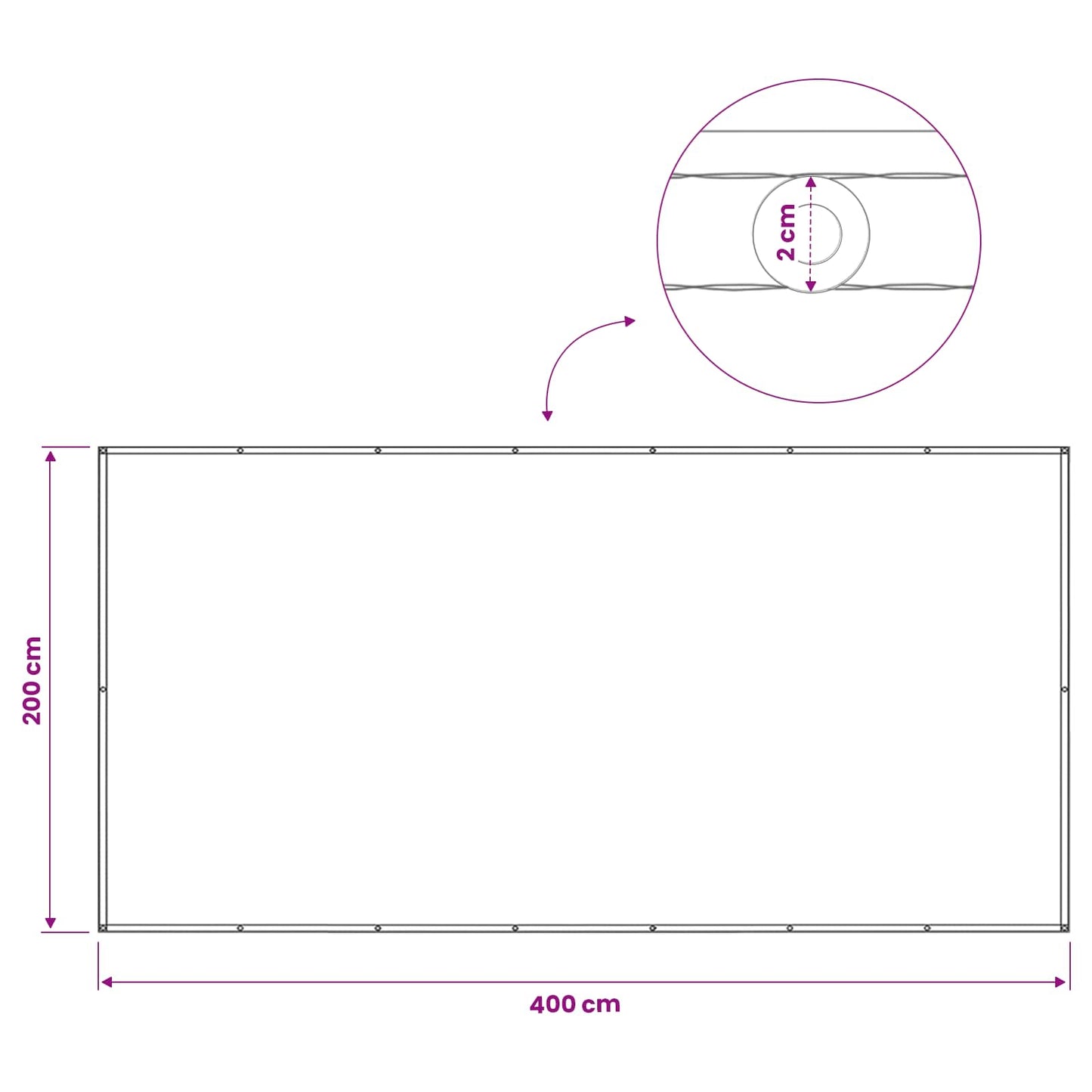 Balcony Privacy Screen 200 x 400 cm Fabric with PU Coated